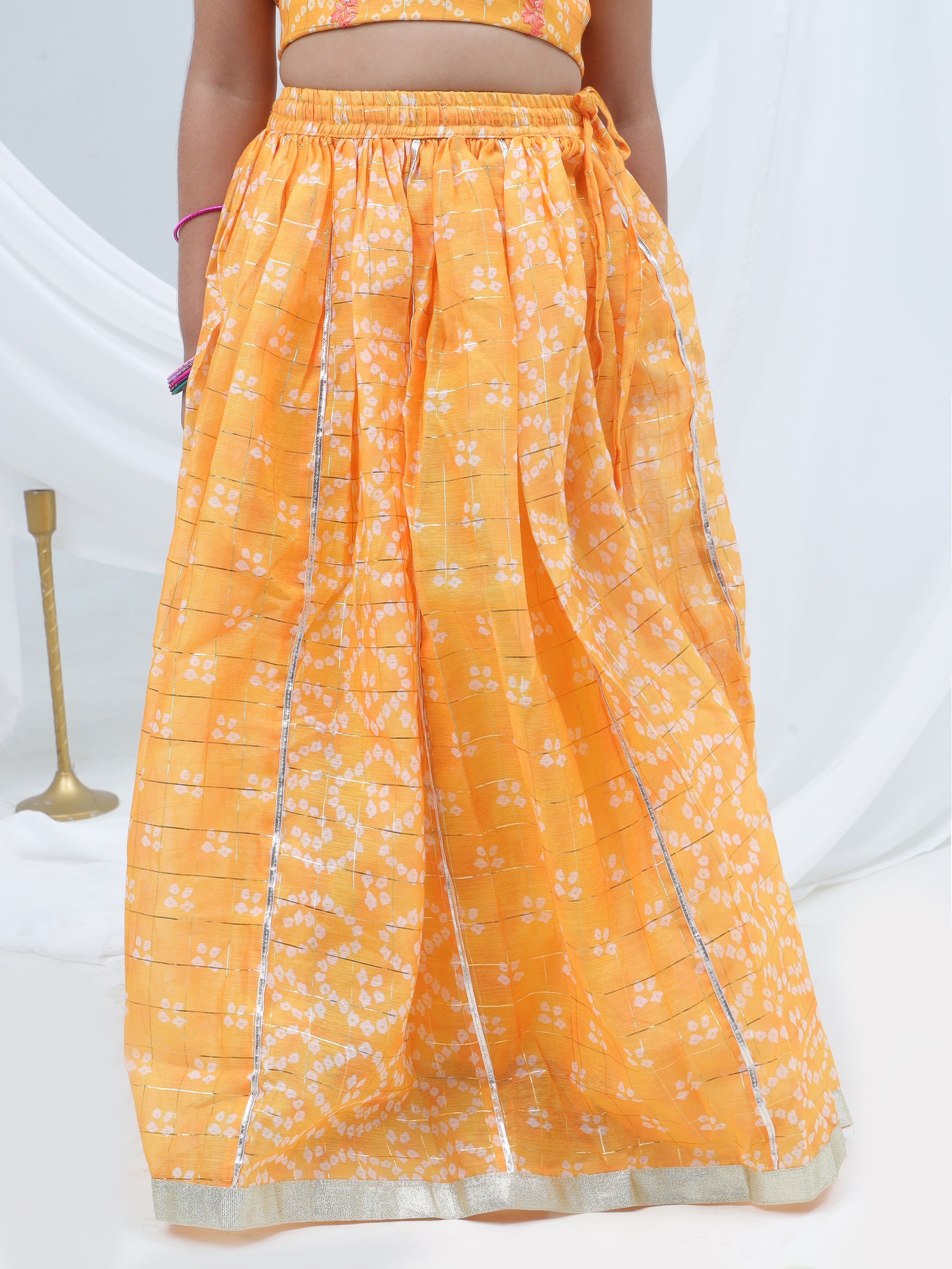 Girls printed chanderi lurex ghaghra choli set