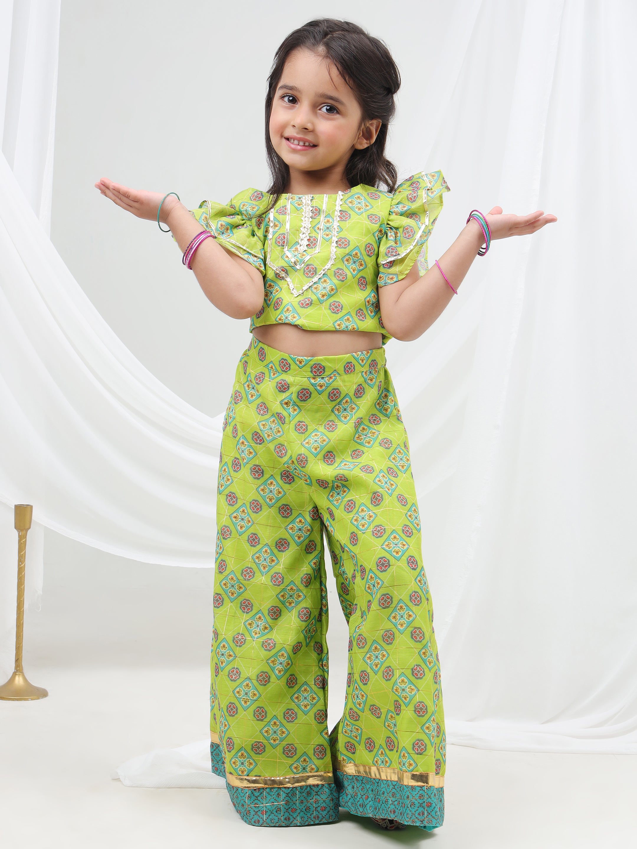 Raangoli Crop Top with Palazzo Girls Co-ordinate set