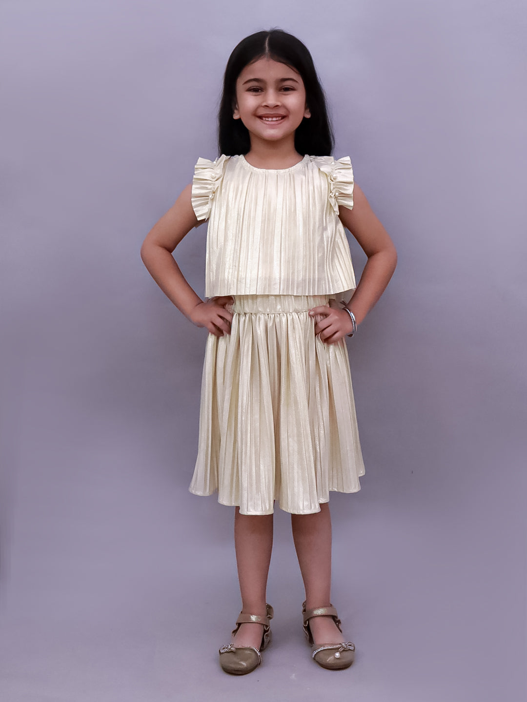 Glam Up Girls Party Golden Top And Skirt