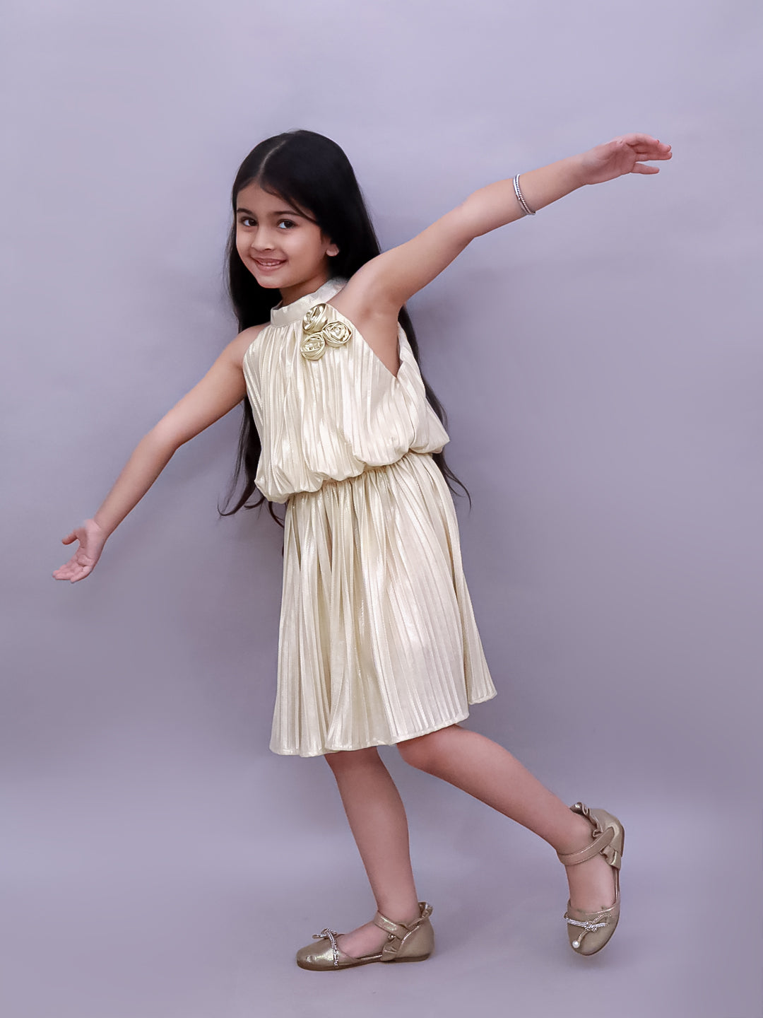 Glam Up Girls Party Golden Top And Skirt