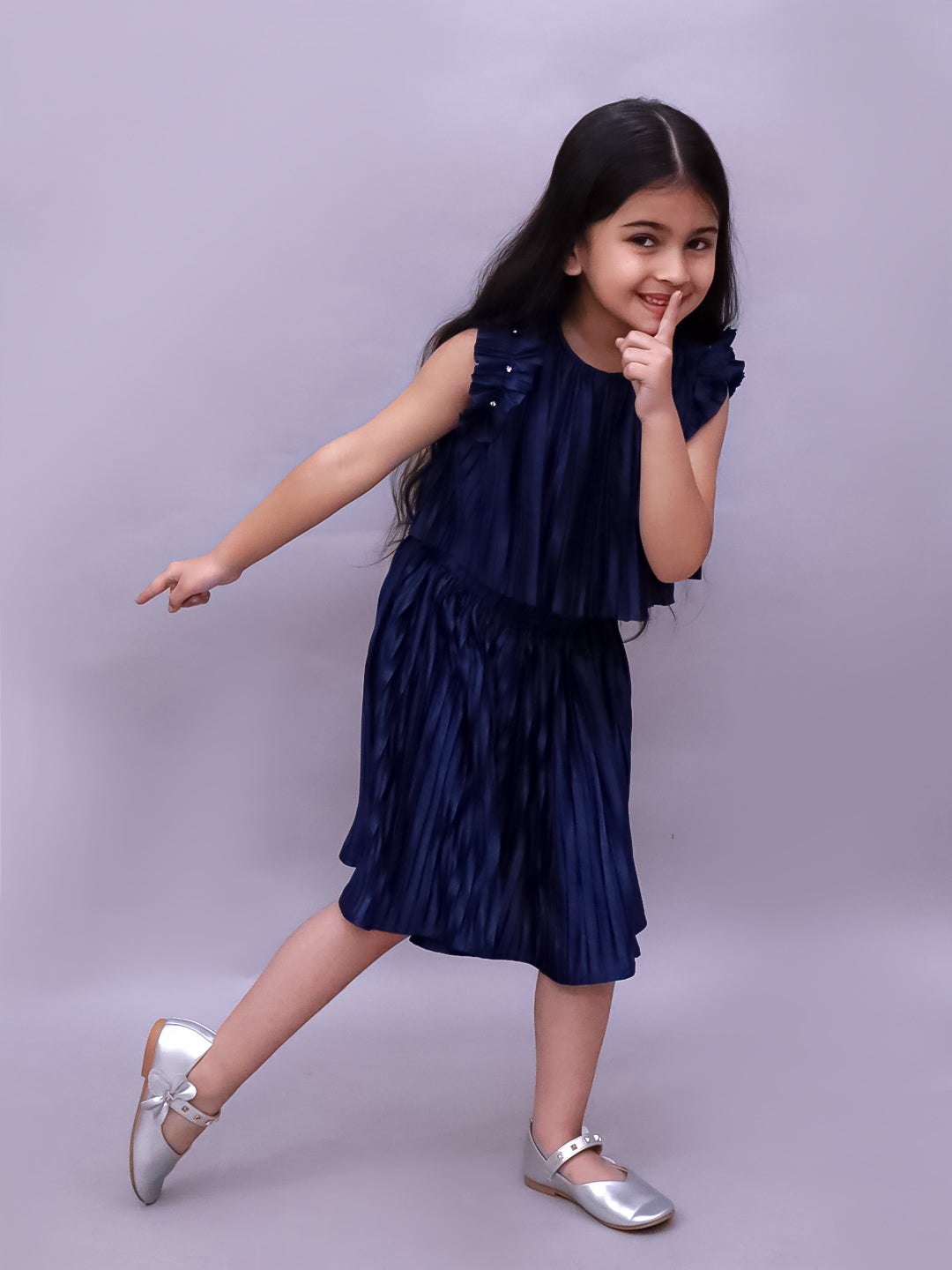 Glam Up Girls Party Navy Blue Top And Skirt