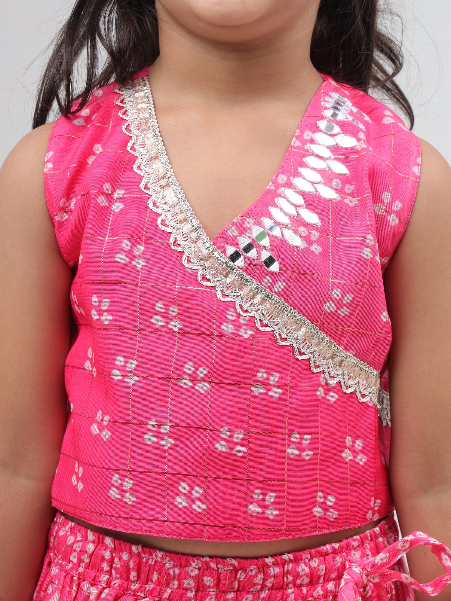 Girls printed chanderi lurex ghaghra choli set