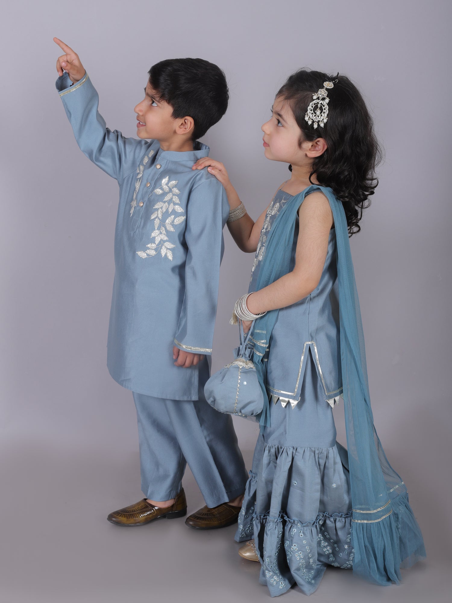 Zarqa Boys Blue Kurta with Pant set