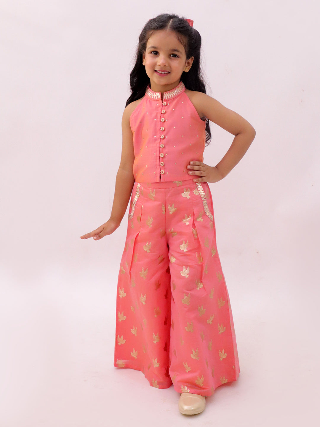 Mishti Peach Top and Pant Set For Girls