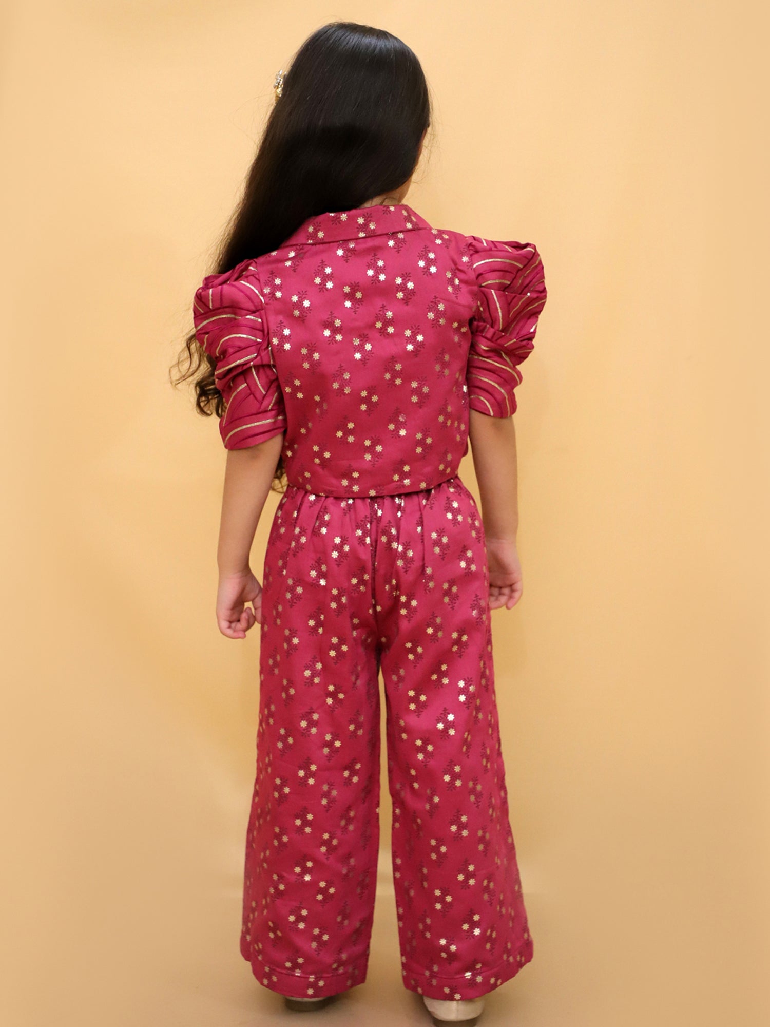 Bollywood Tadka Wine Stylish Jacket and Pant With Bustier Set For Girls