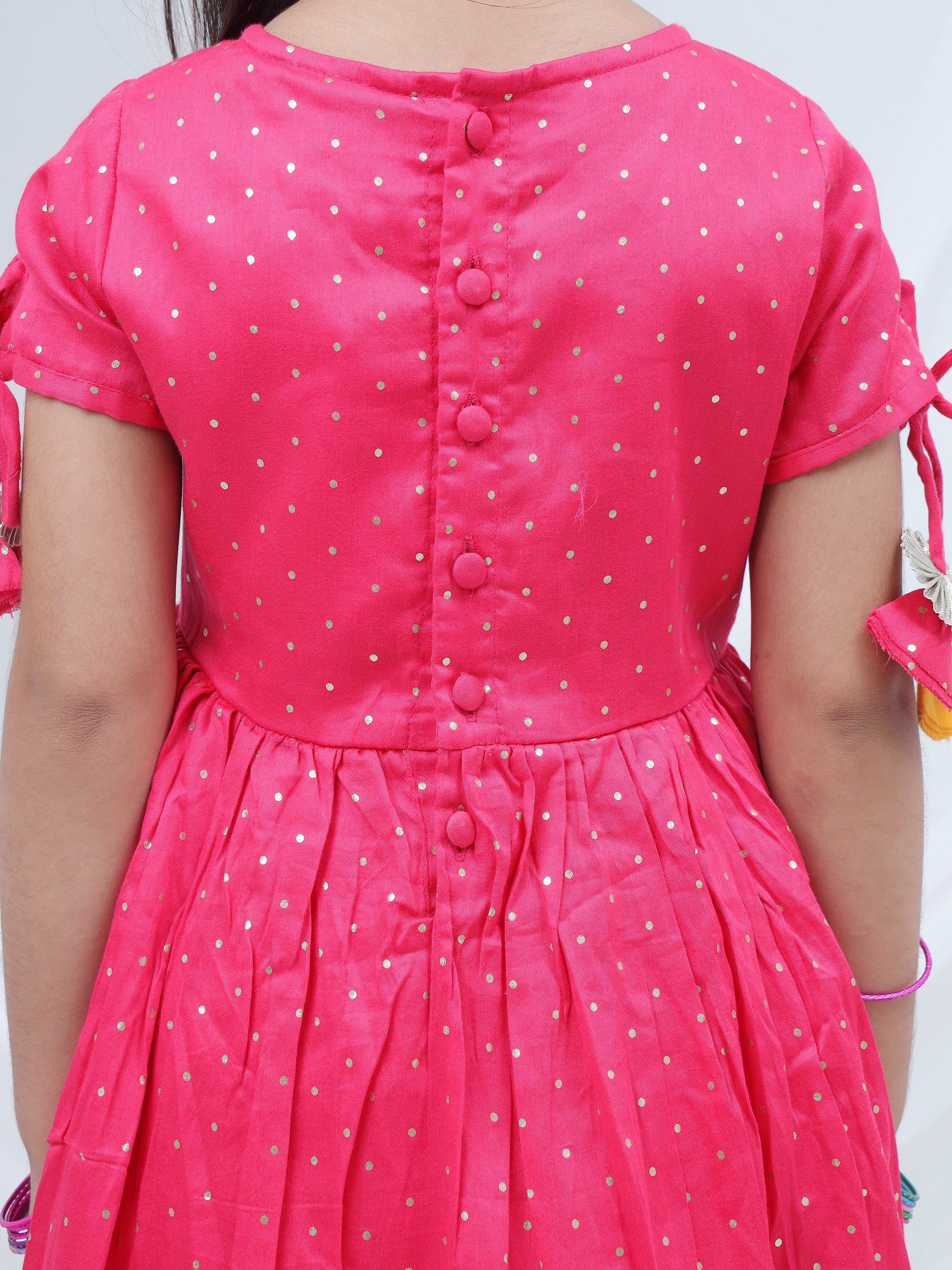 Girls polka printed kurta with dhoti set