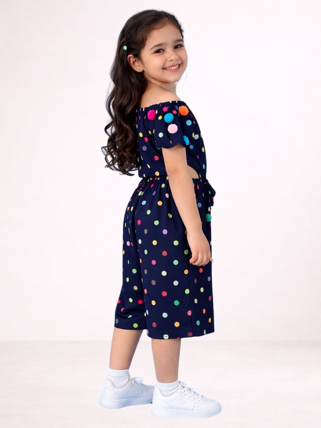 Petal Play Girls Navy Jumpsuit