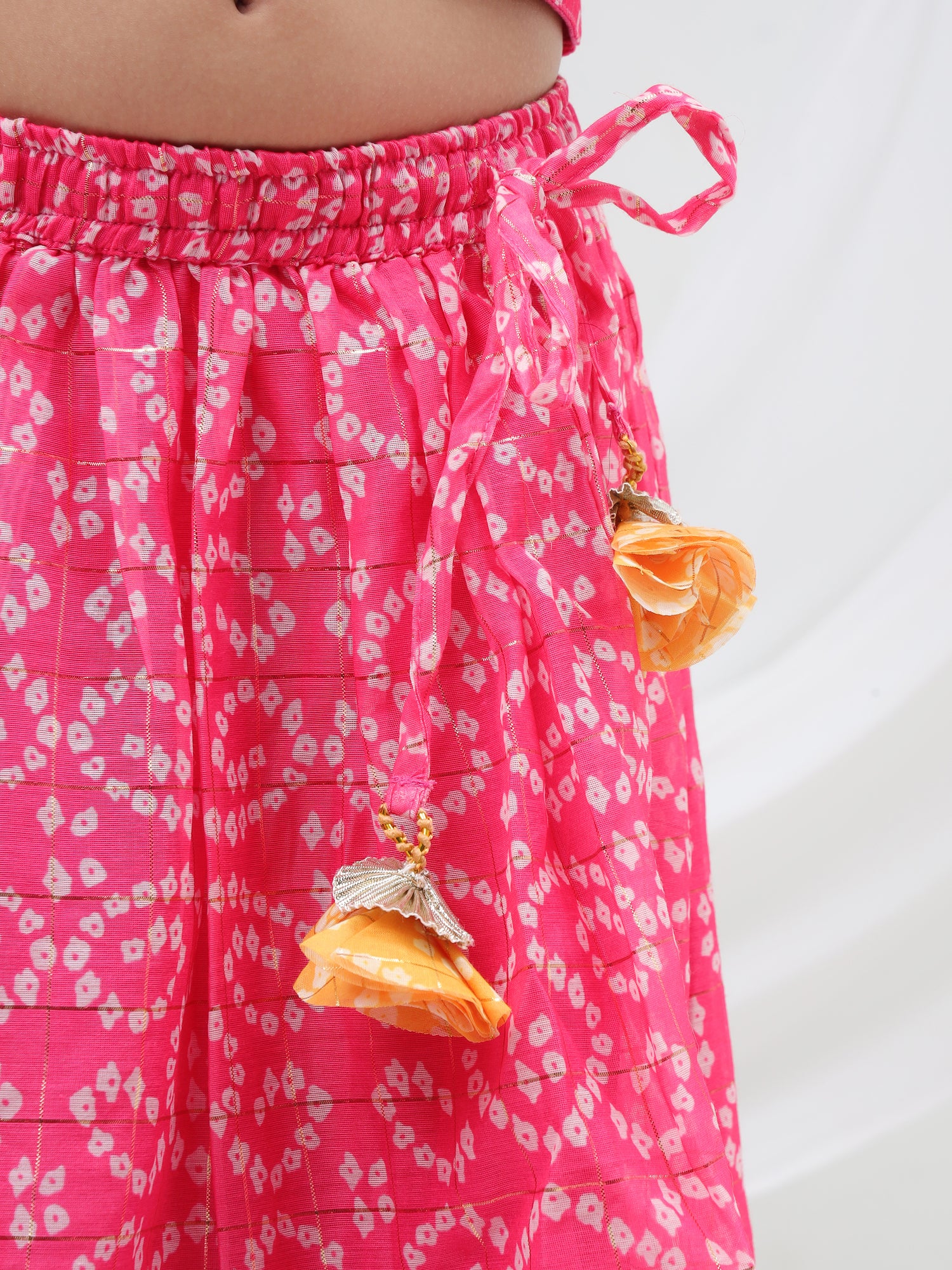 Girls printed chanderi lurex ghaghra choli set