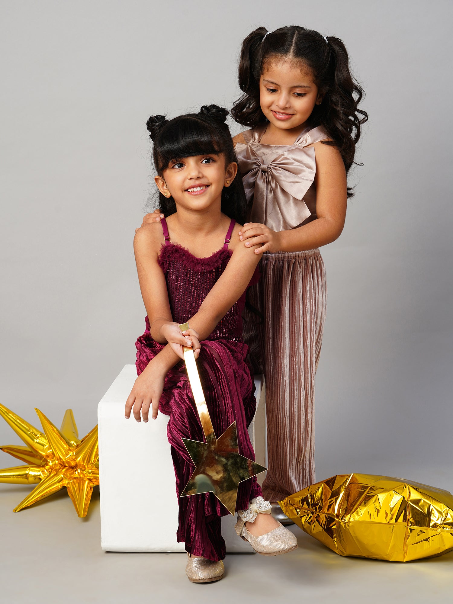 Glam Up Girls Gold Pant With Satin Top Party Girls Co-ordinate set