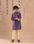 Zarqa Boys Purple Kurta with Golden pant set