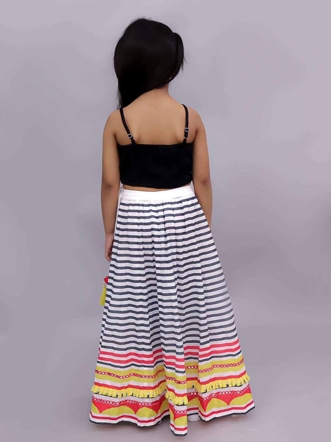 Shor-Gul Multicolor Lehanga Choli with Jacket Set for Girls