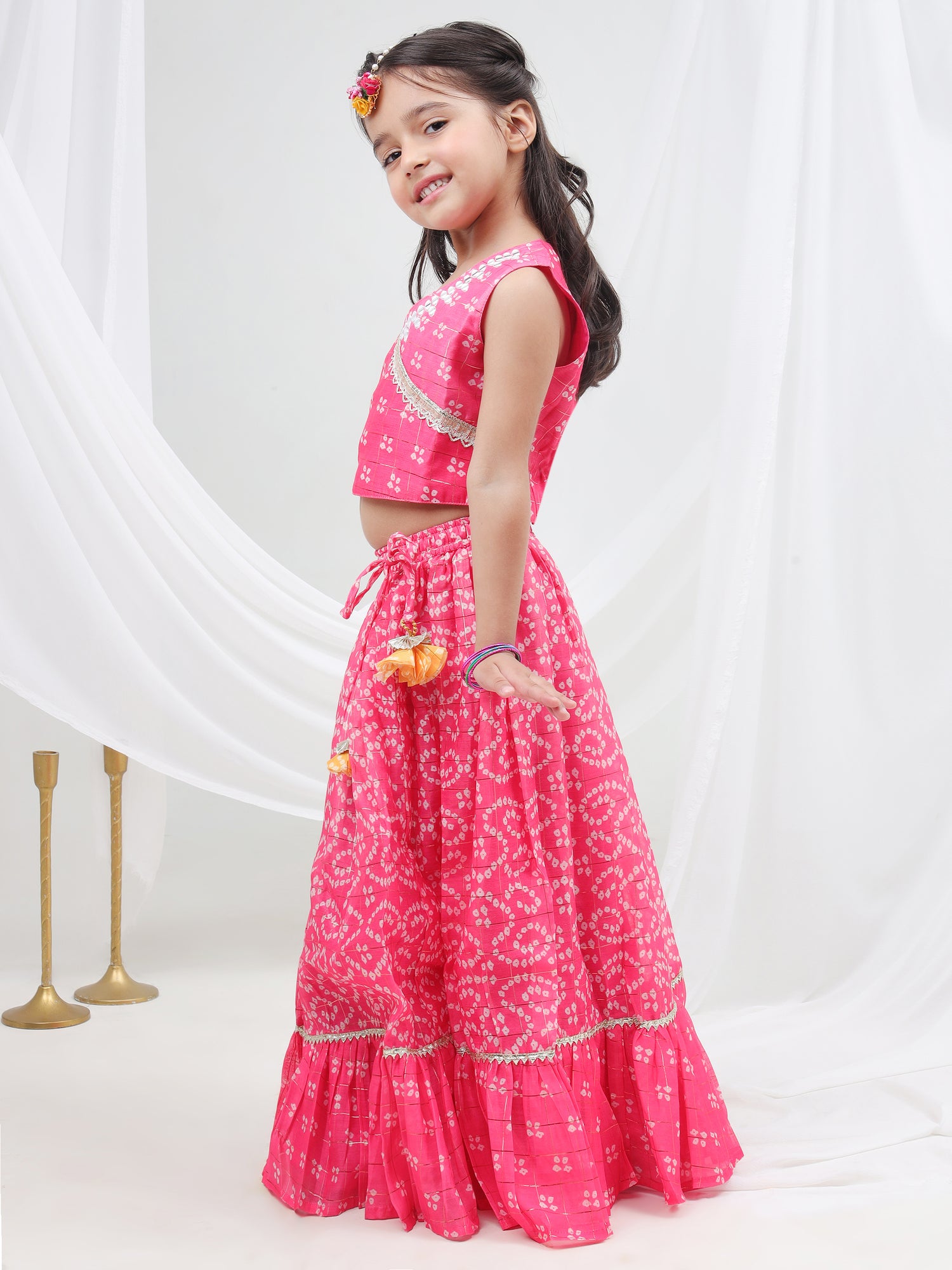 Girls printed chanderi lurex ghaghra choli set