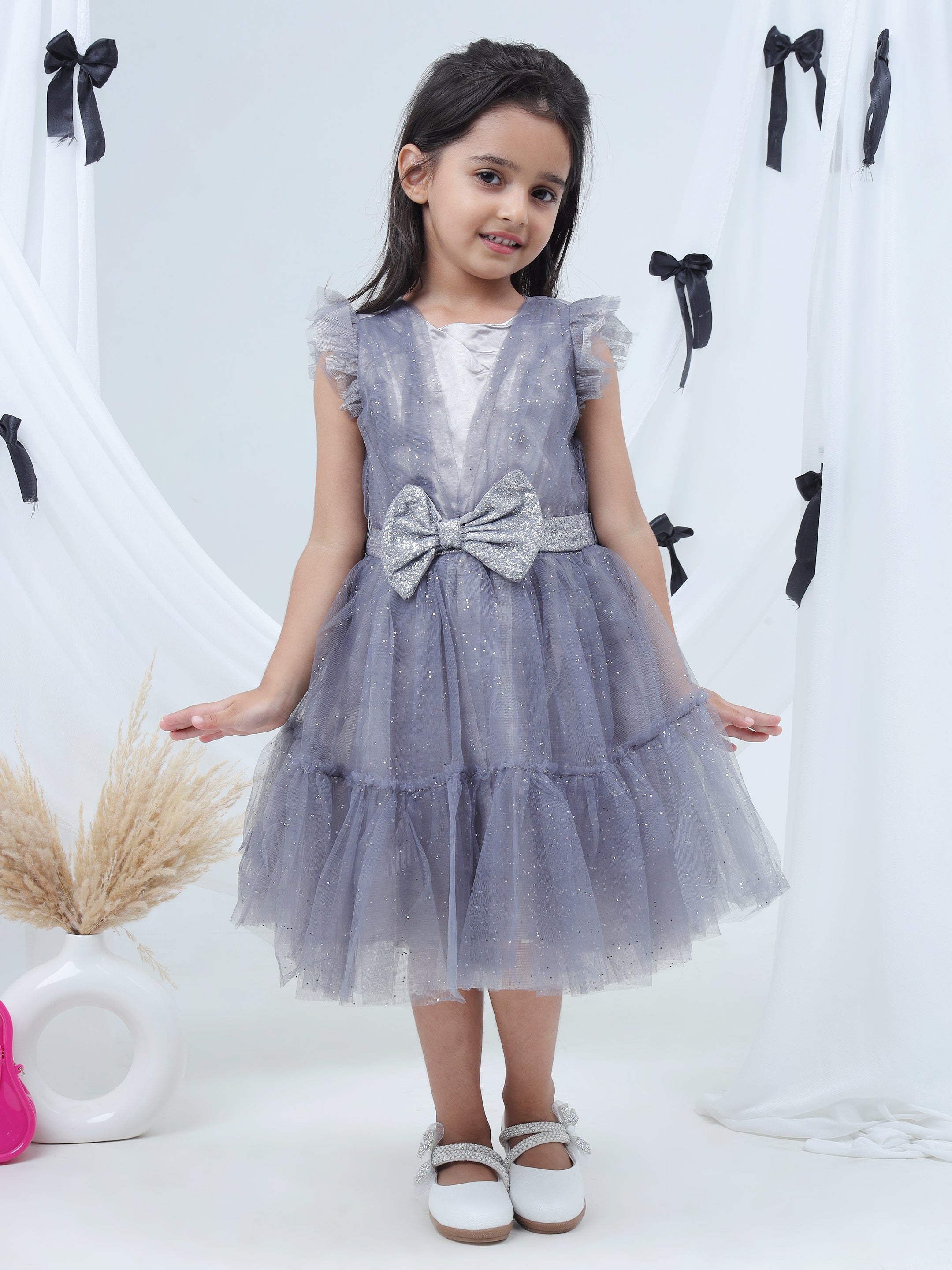 Razzle Dazzle Grey Party Dress for Girls