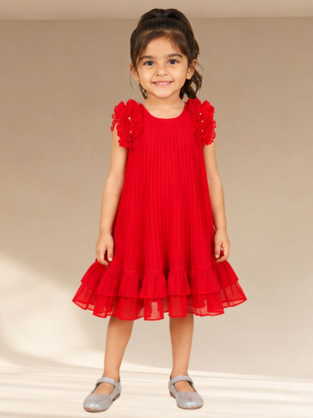 Glam up Girls Red pleating Party Dress