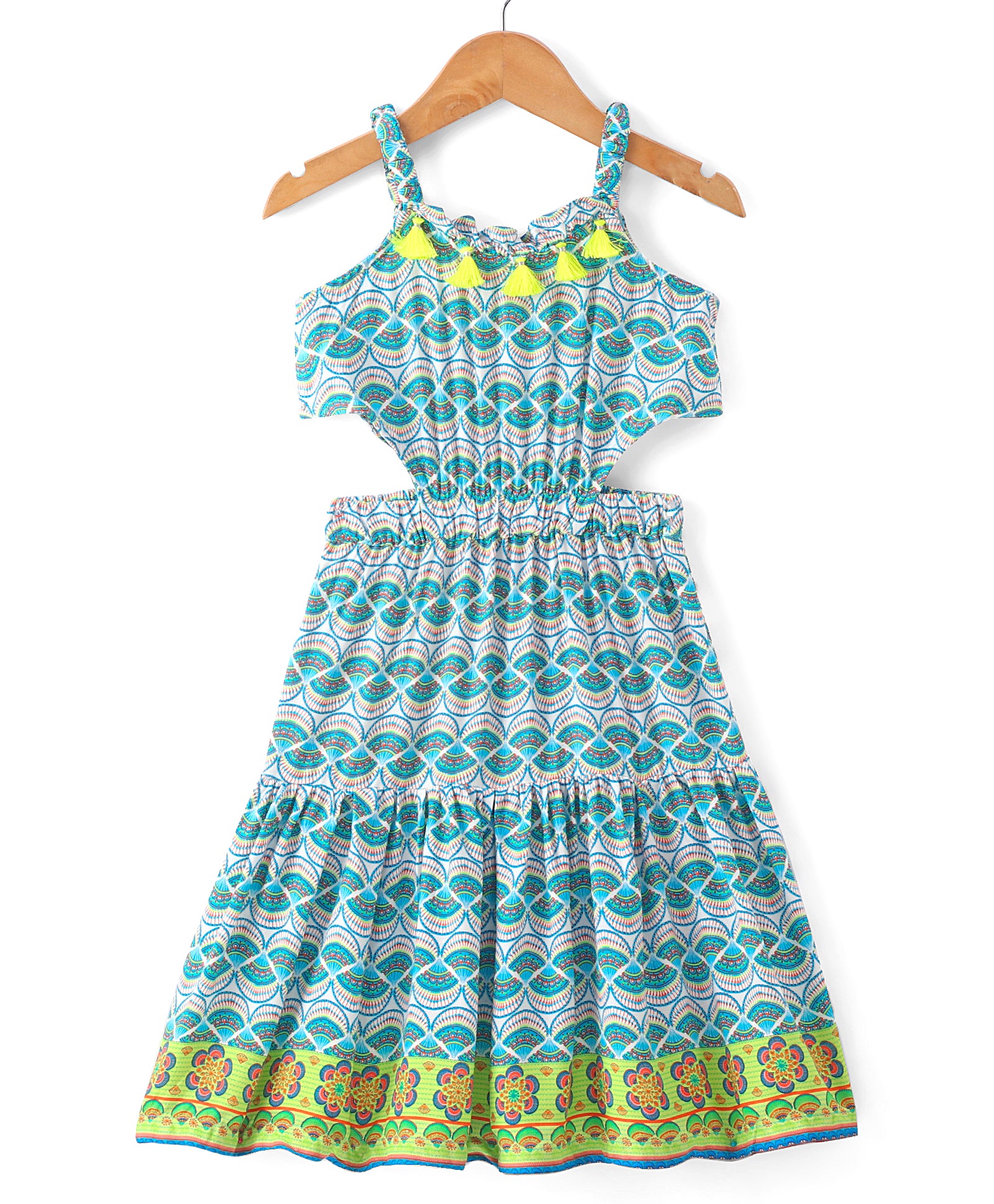 Sassy Boho Girls Green cut-outs at waist Dress from the sibling collection