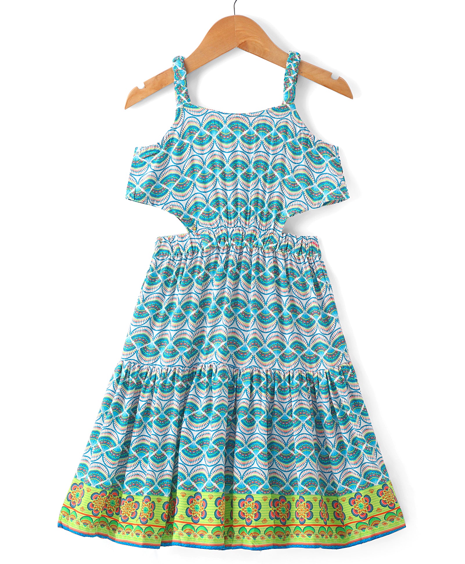 Sassy Boho Girls Green cut-outs at waist Dress from the sibling collection