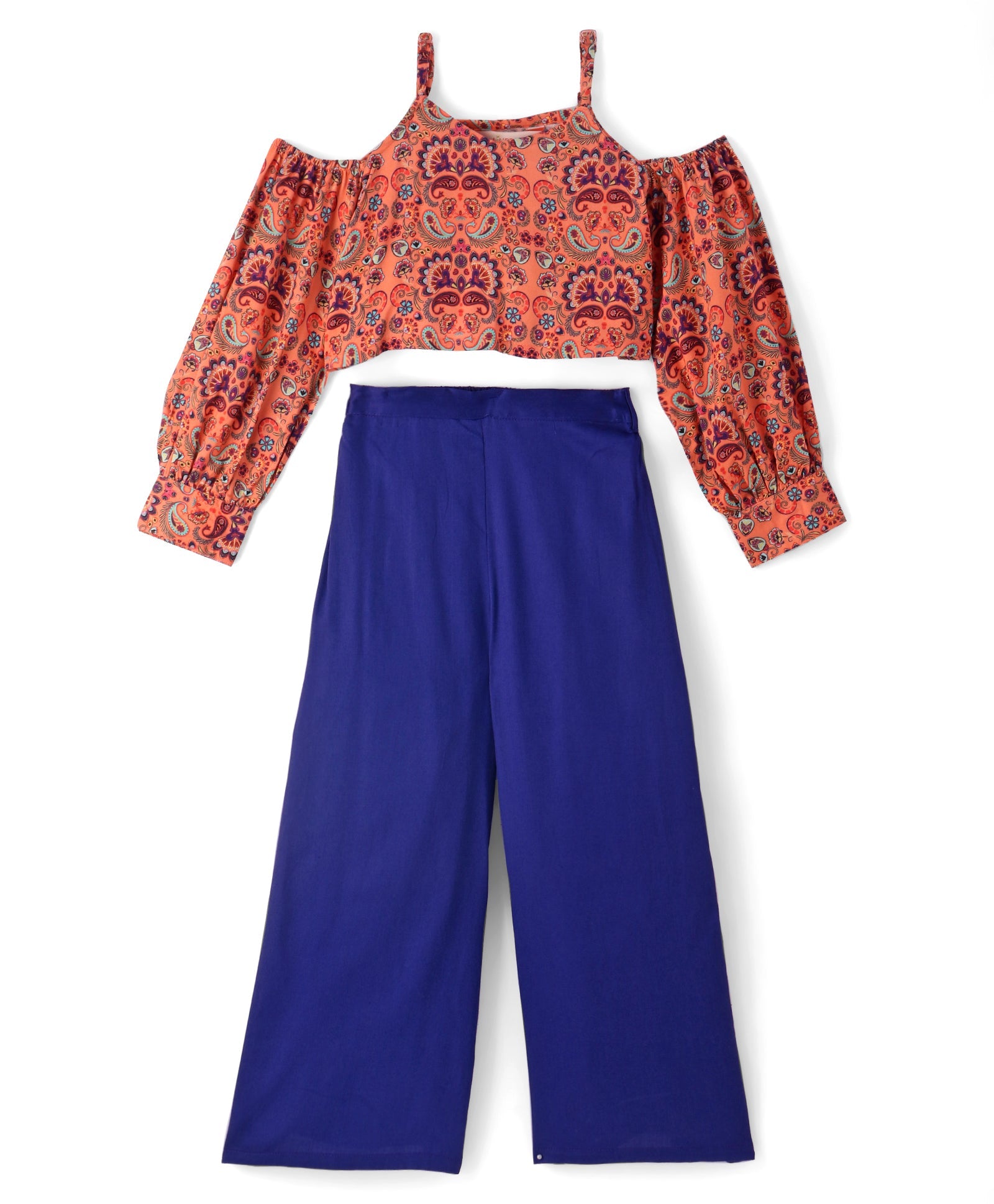 Sassy Boho Girls Orange crop Top with palazzo set from the sibling Collection