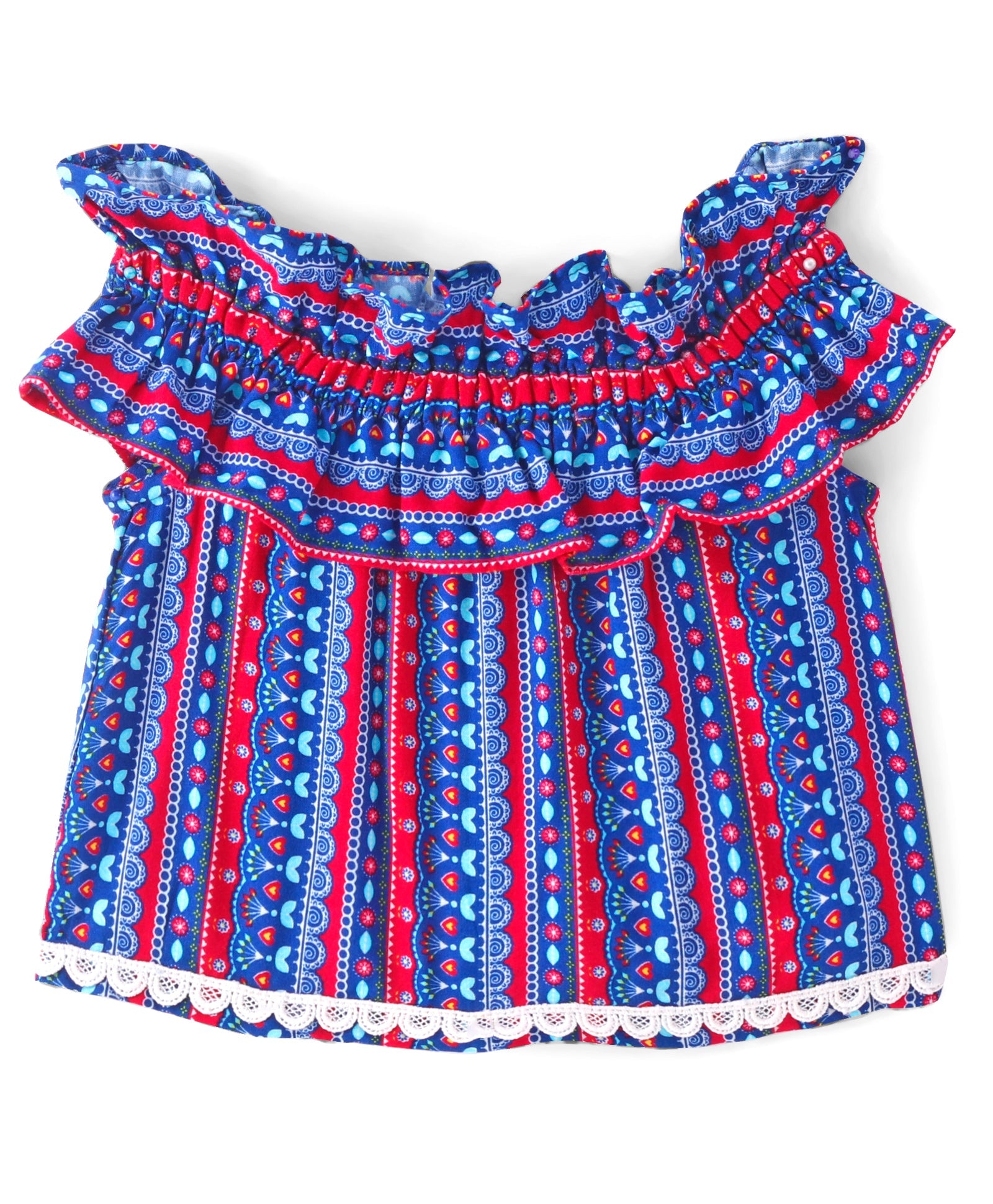 Sassy Boho Girls Blue crop Top with Shorts set from the sibling Collection
