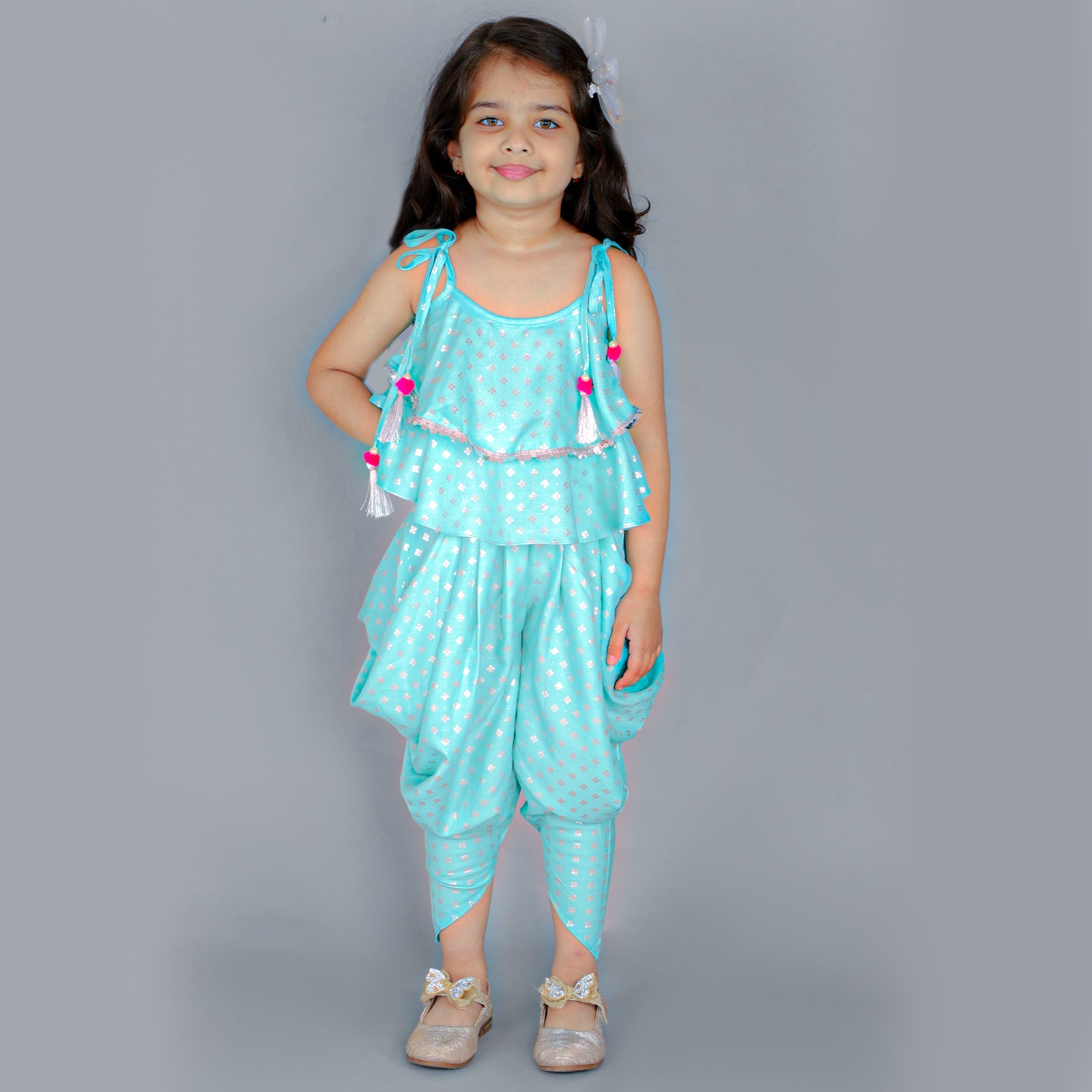 Lil Drama Girls Top with Dhoti set