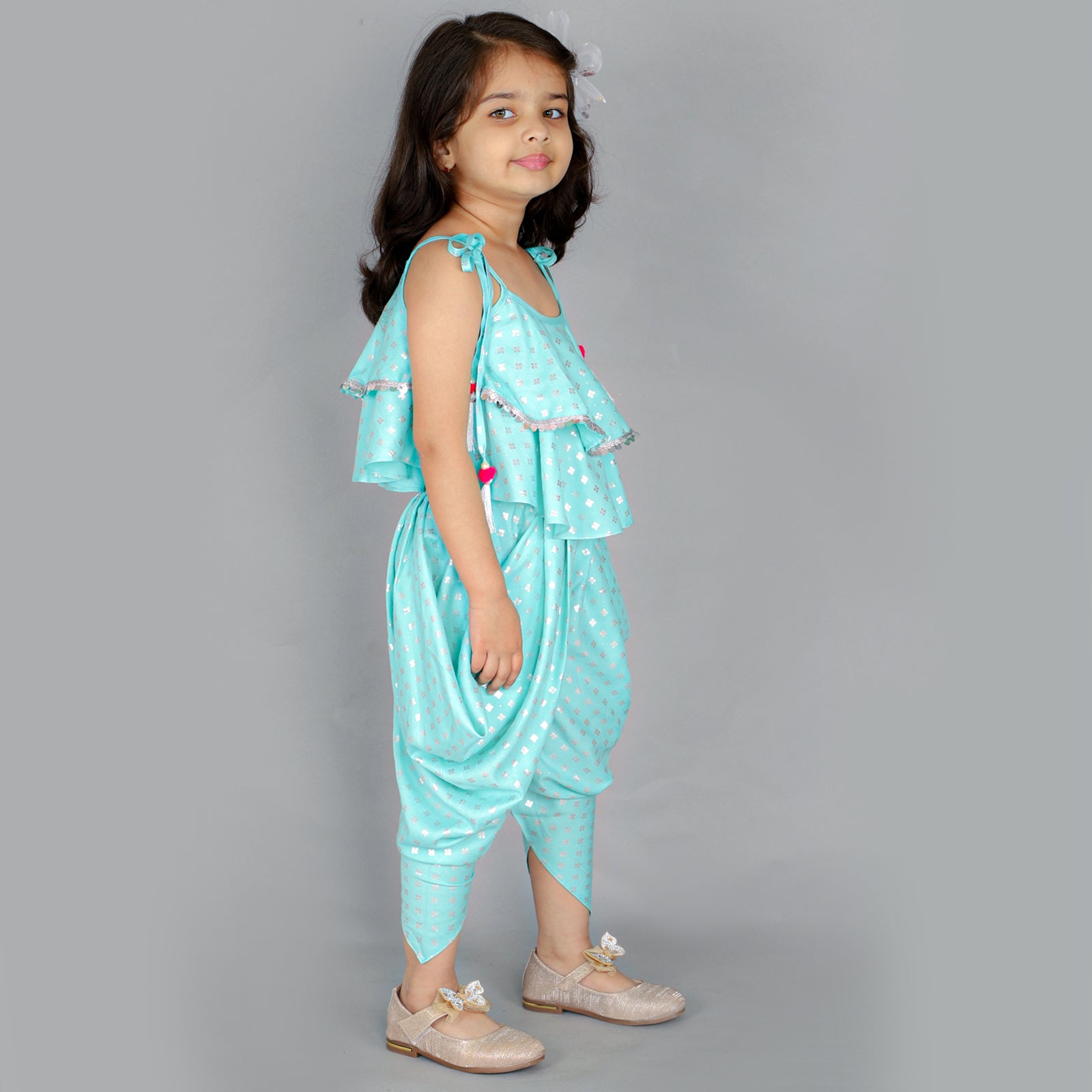 Lil Drama Girls Top with Dhoti set