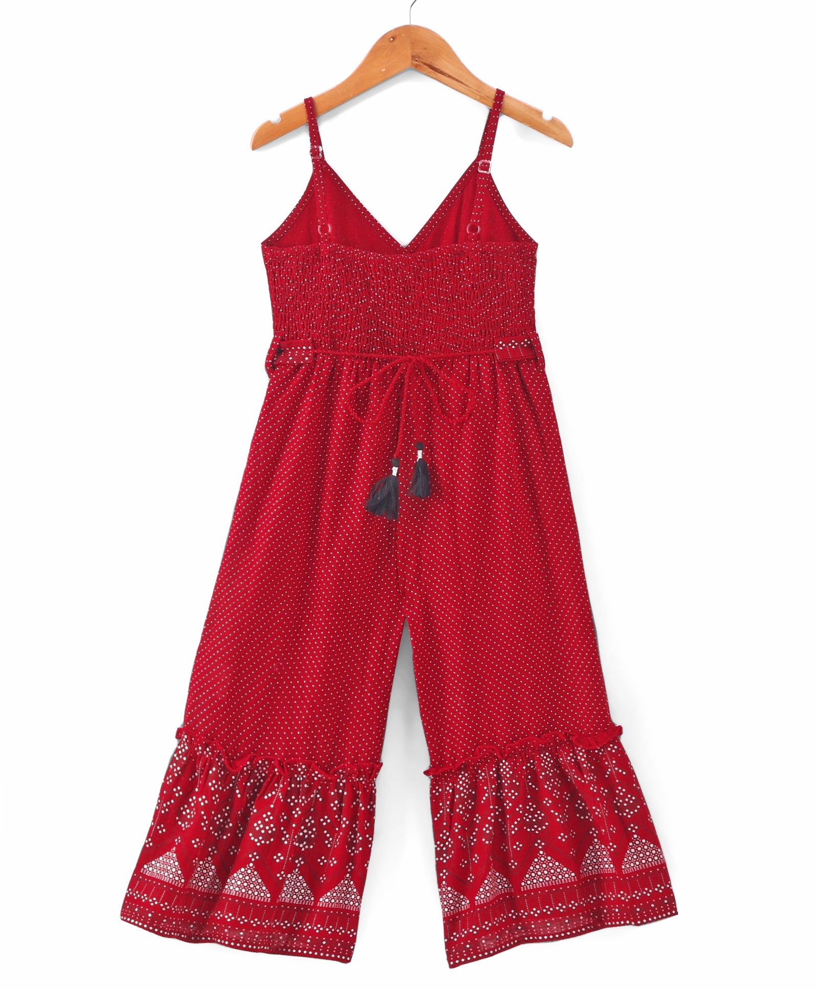 Girls Printed Cotton Jumpsuit with Kodi Embroidery