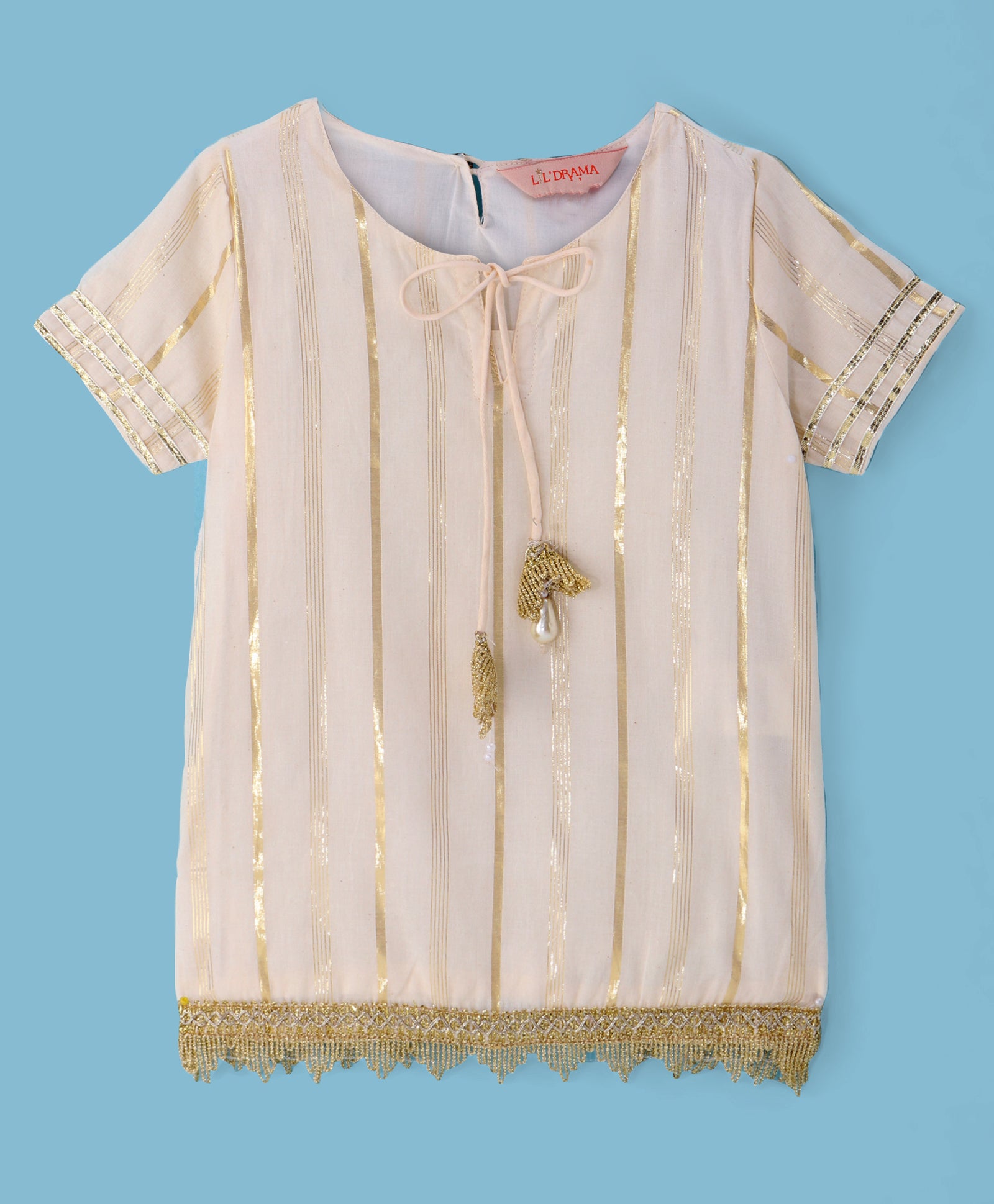 Girls kurta with gold tassles & Sharara set
