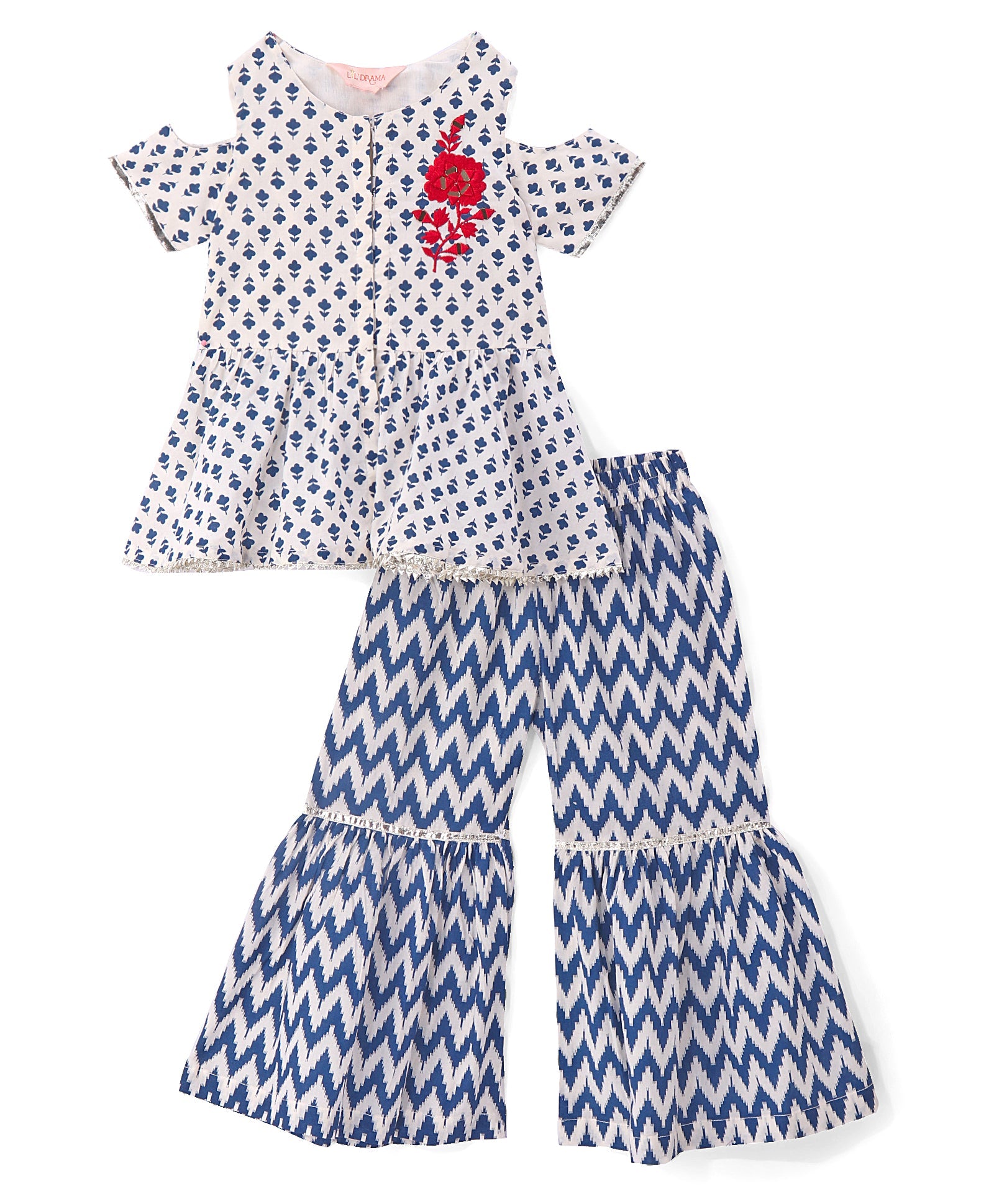 Girls Printed top with sharara set