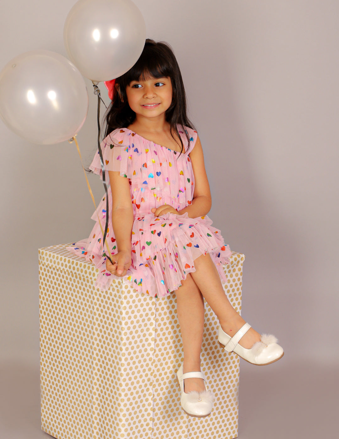 Glam up Girls Pink Tiered Pleating Party Dress