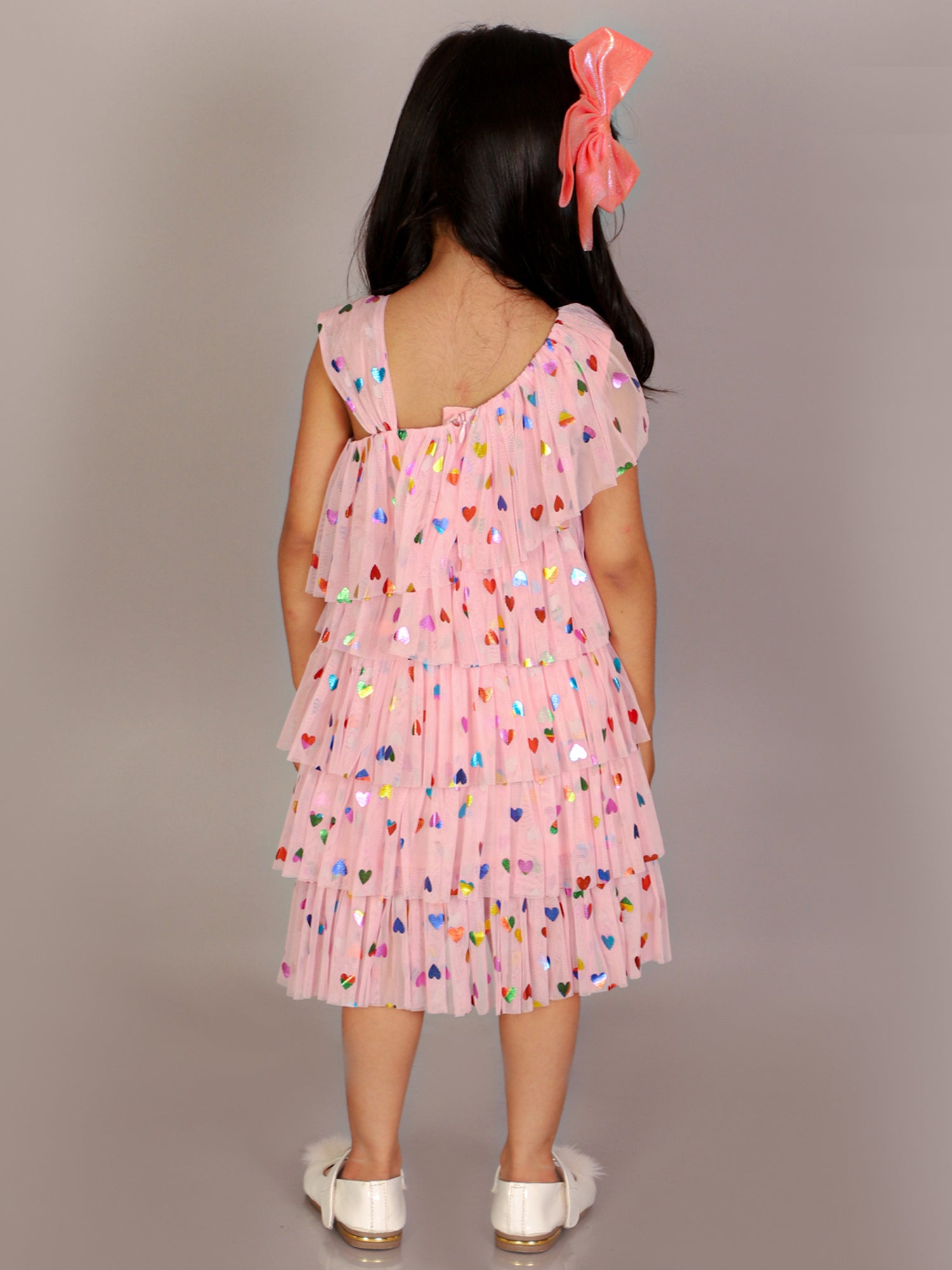 Glam up Girls Pink Tiered Pleating Party Dress