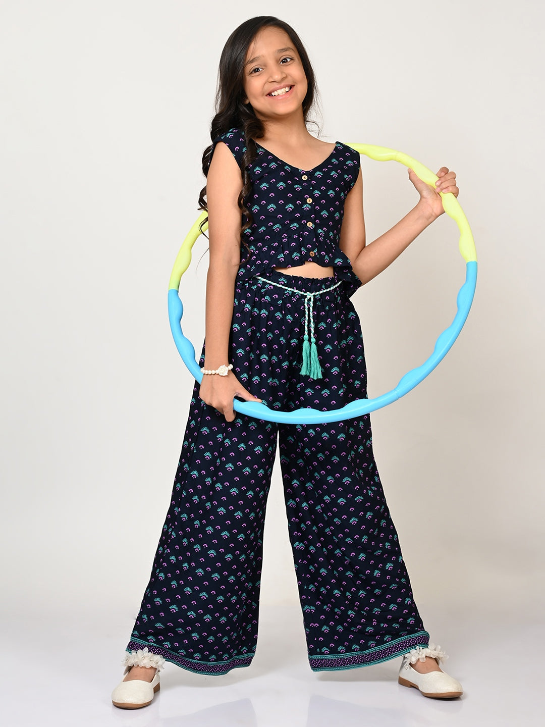 Sassy Boho Girls Blue crop Top with Palazzo set from the sibling Collection