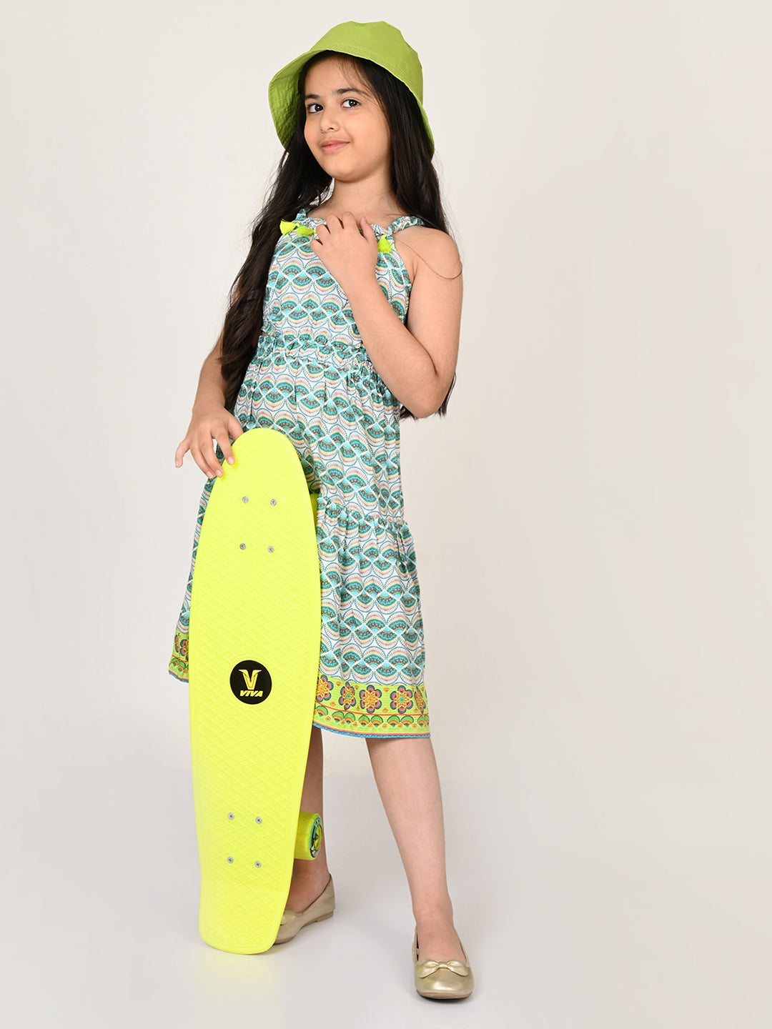 Sassy Boho Girls Green cut-outs at waist Dress from the sibling collection
