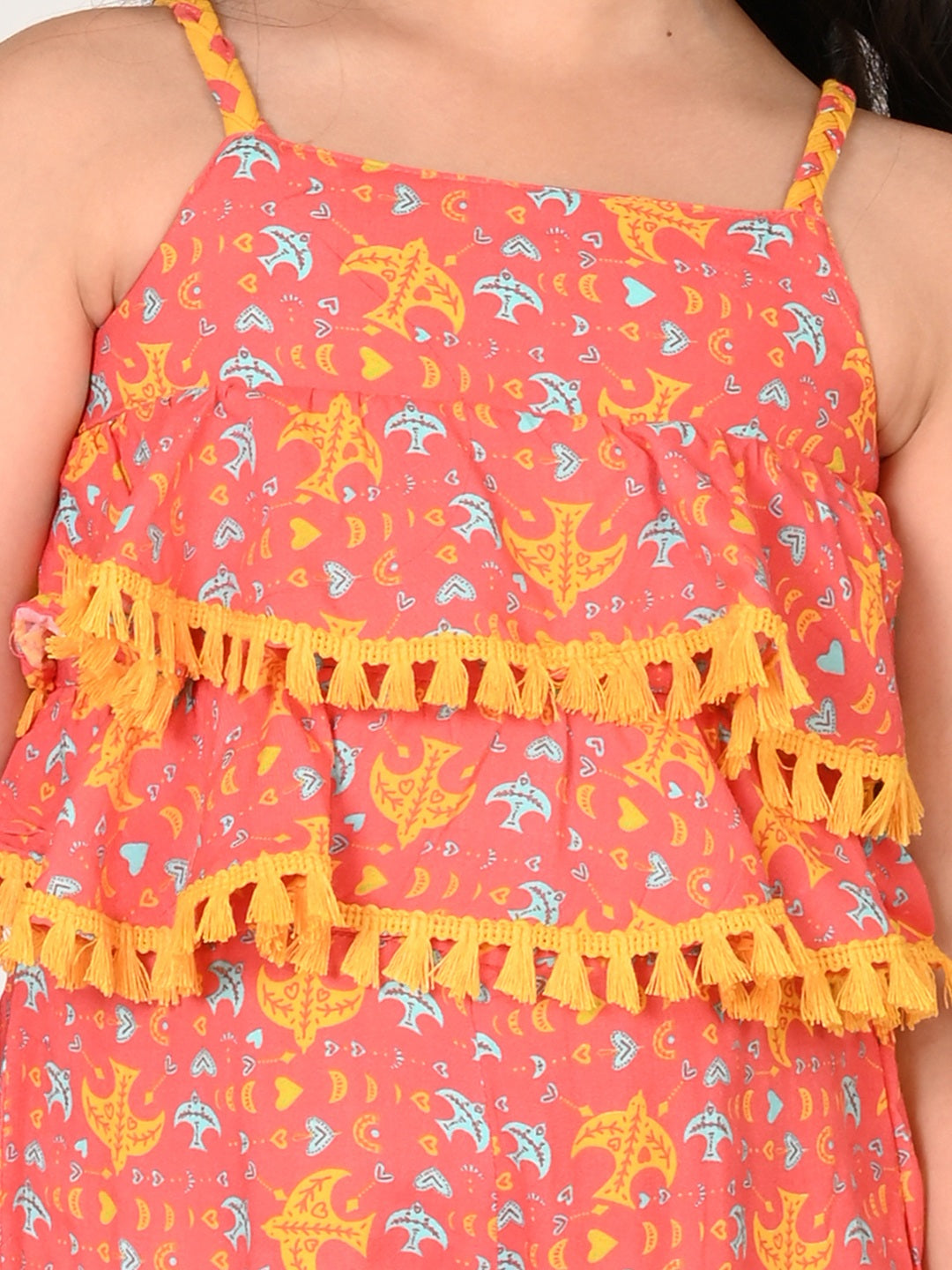 Sassy Boho Girls Orange Tiered jumpsuit from the sibling collection