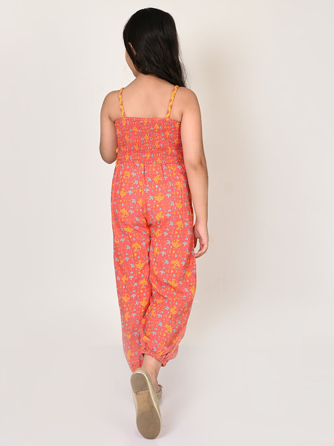 Sassy Boho Girls Orange Tiered jumpsuit from the sibling collection