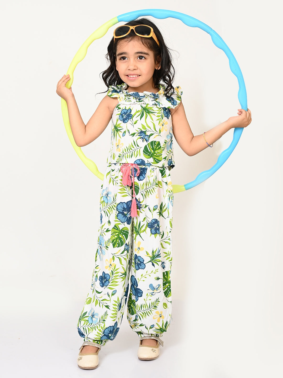 Sassy Boho Girls Green crop Top with Joggers set from the sibling Collection