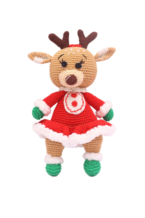 Handcrafted Amigurumi Christmas Soft Toy- cute girl reindeer