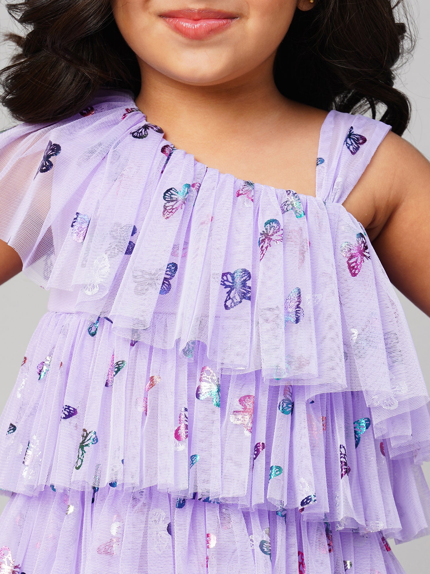 Glam Up Girls Lavender Tiered Shimmer Party Dress