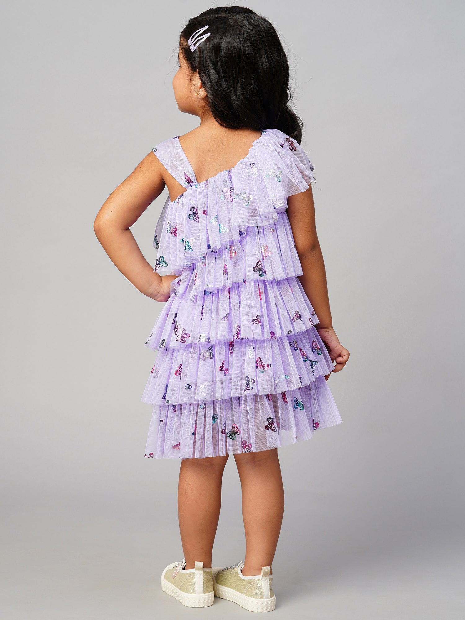 Glam Up Girls Lavender Tiered Shimmer Party Dress