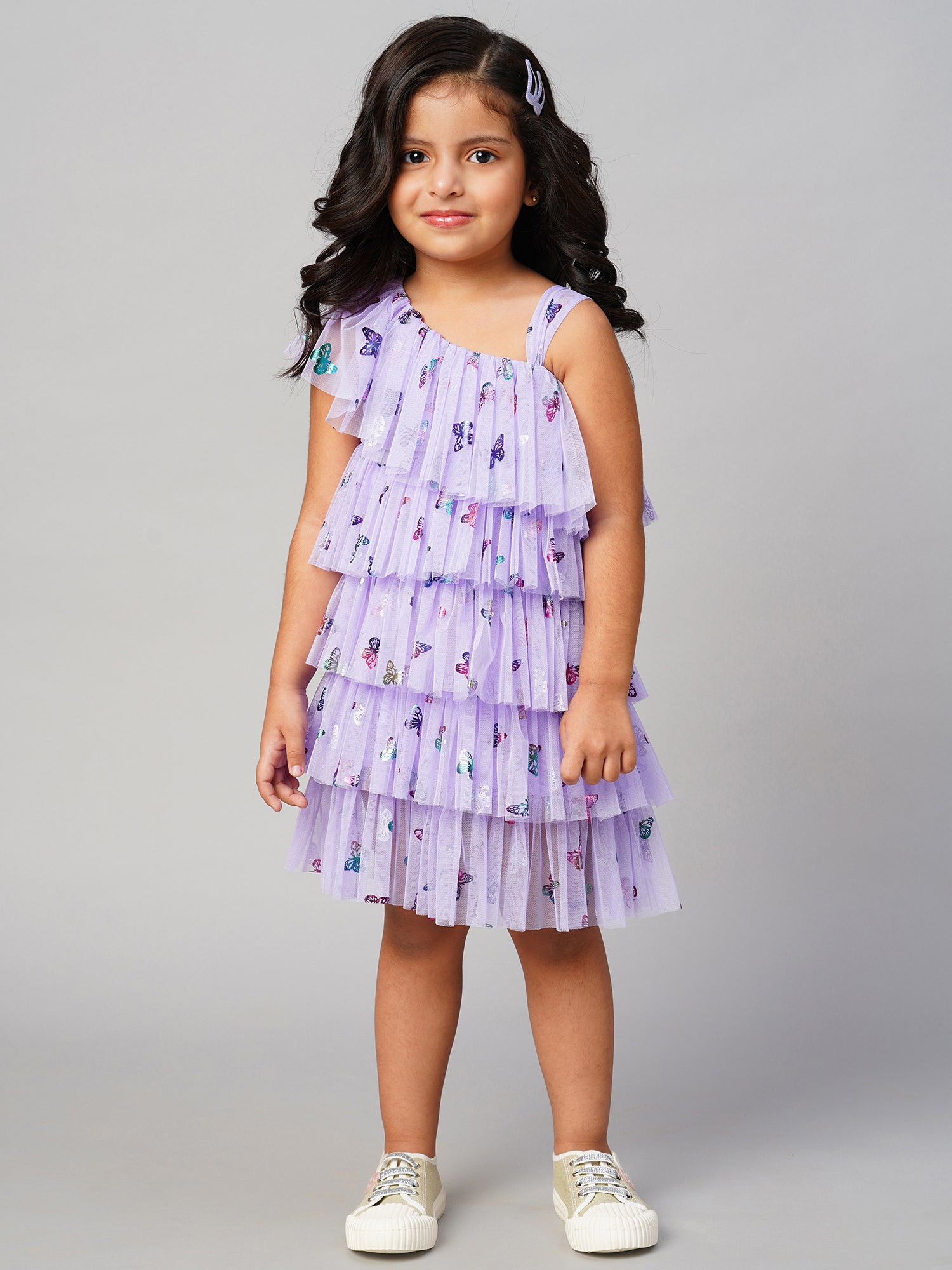 Glam Up Girls Lavender Tiered Shimmer Party Dress