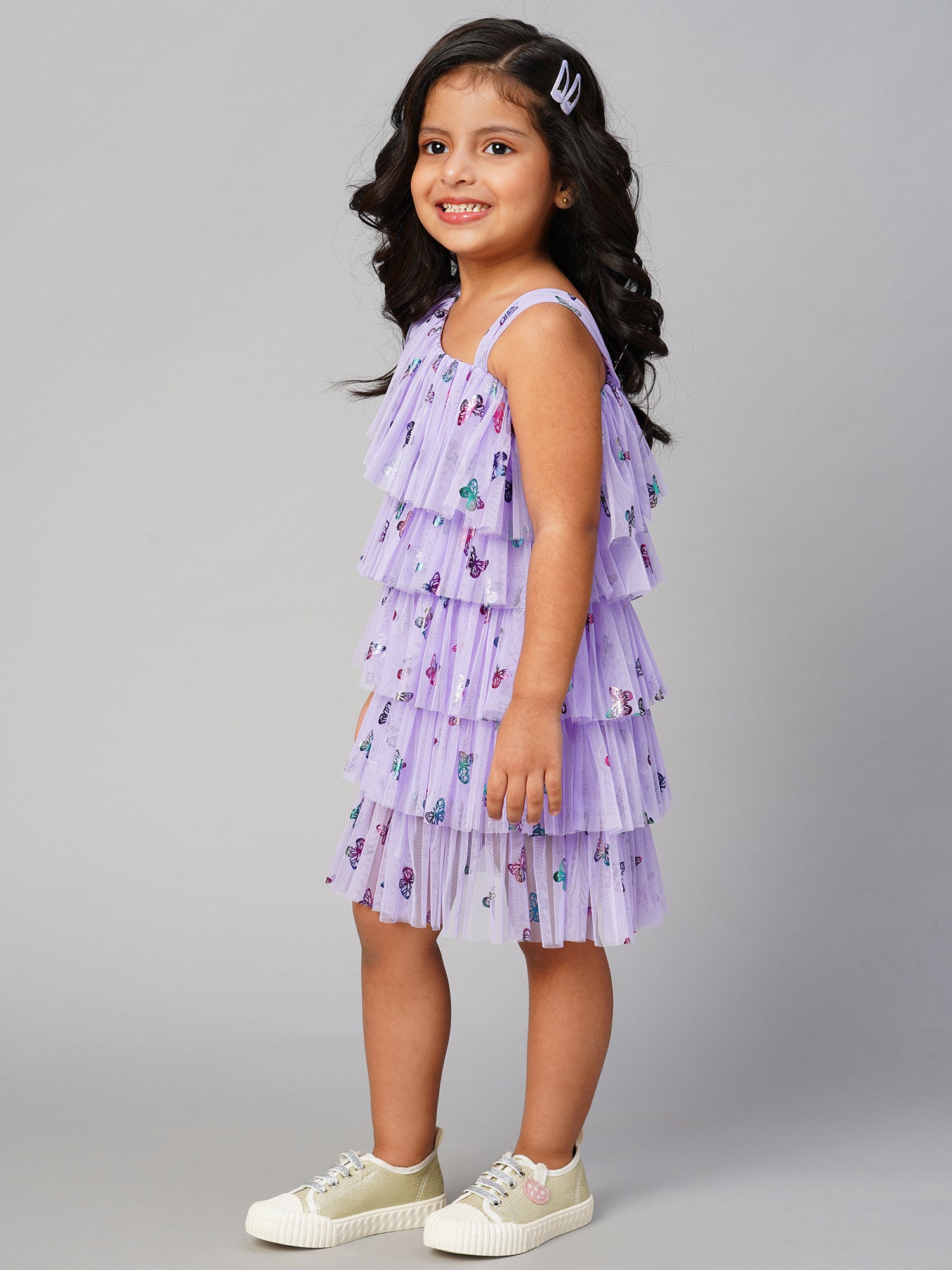 Glam Up Girls Lavender Tiered Shimmer Party Dress