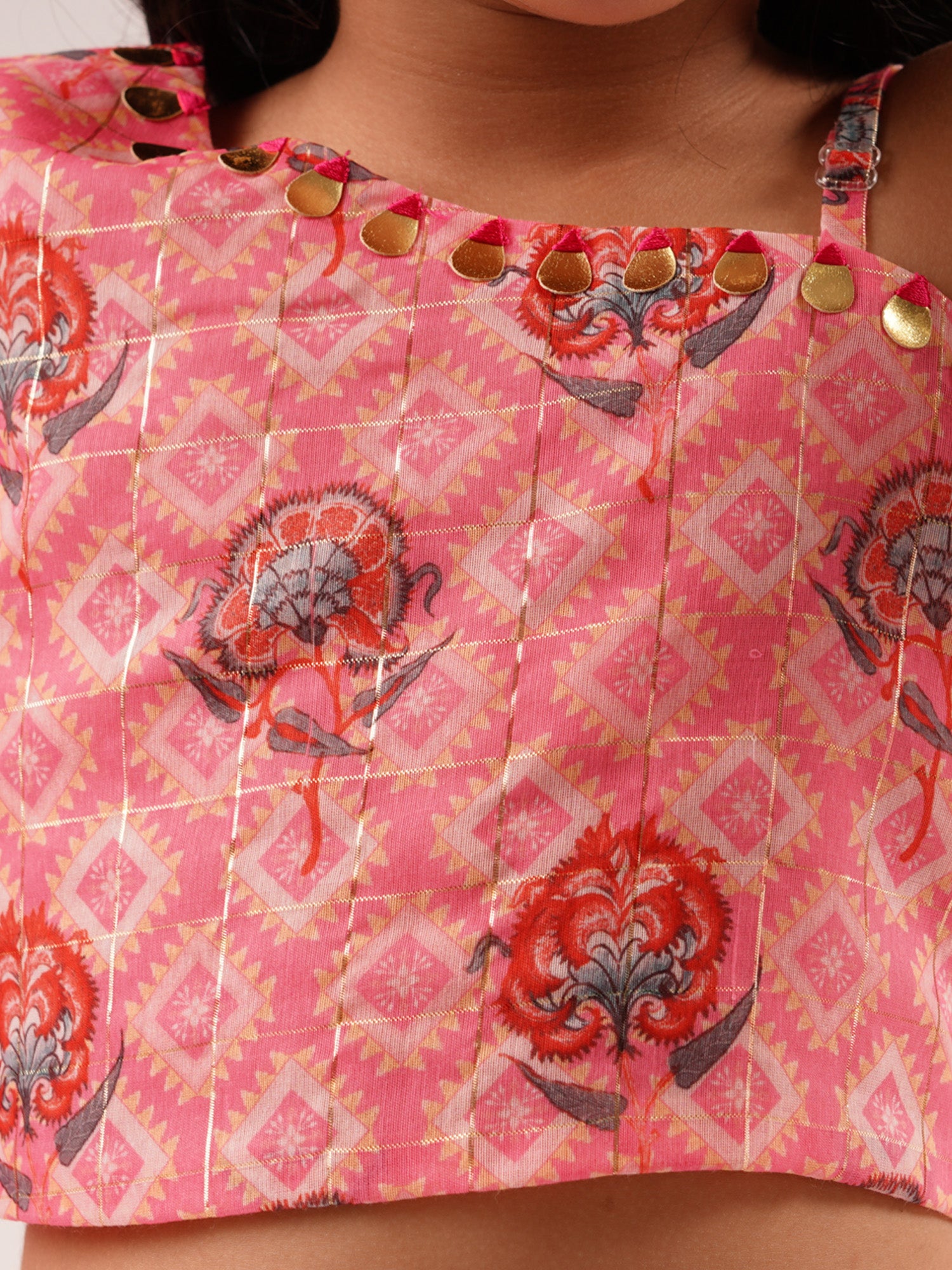 Raangoli Girls Pink Embroidered Lehanga Choli Set
