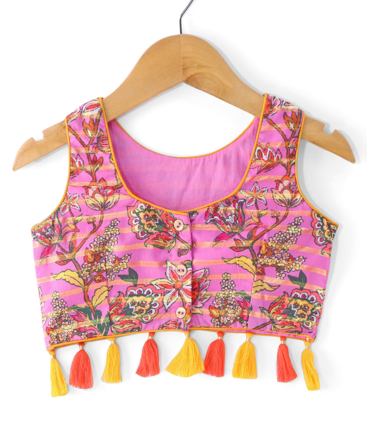 Golden Weaves Girls Purple Lehanga Choli Set