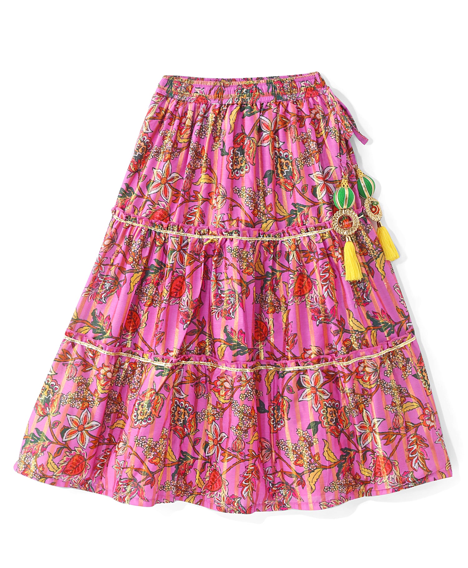 Golden Weaves Girls Purple Lehanga Choli Set