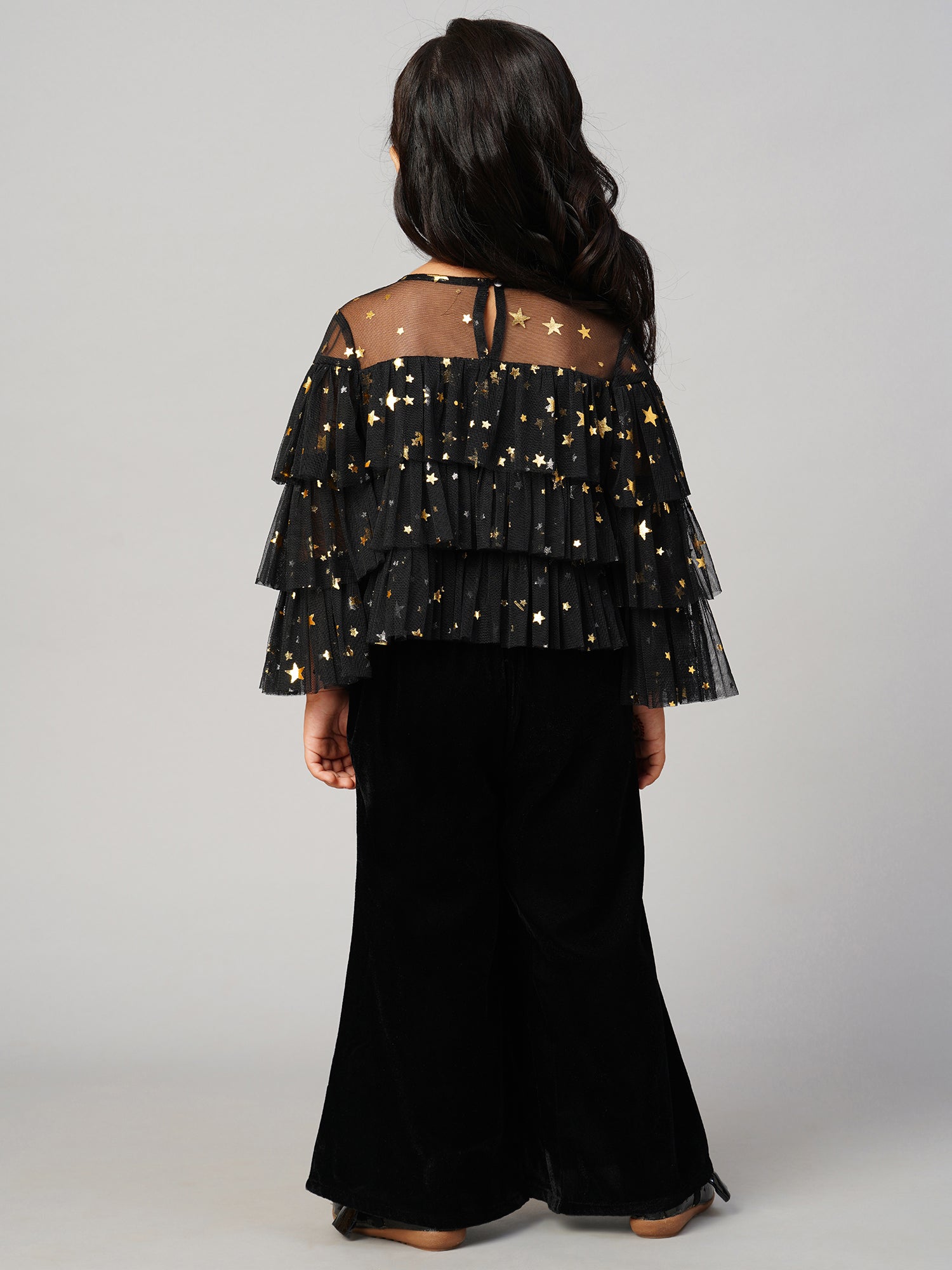 Glam Up Girls Shimmer Black Party Top