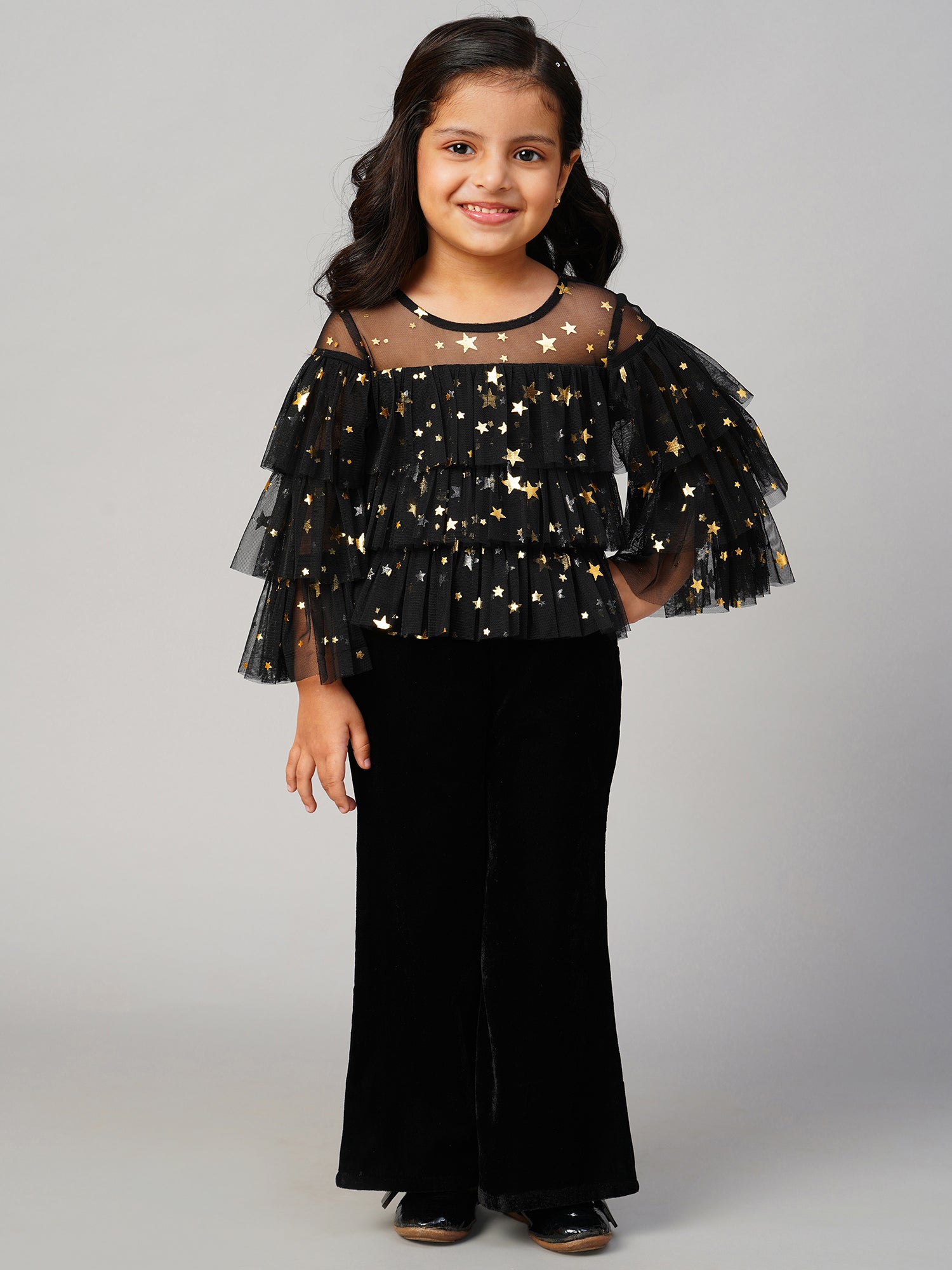Glam Up Girls Shimmer Black Party Top