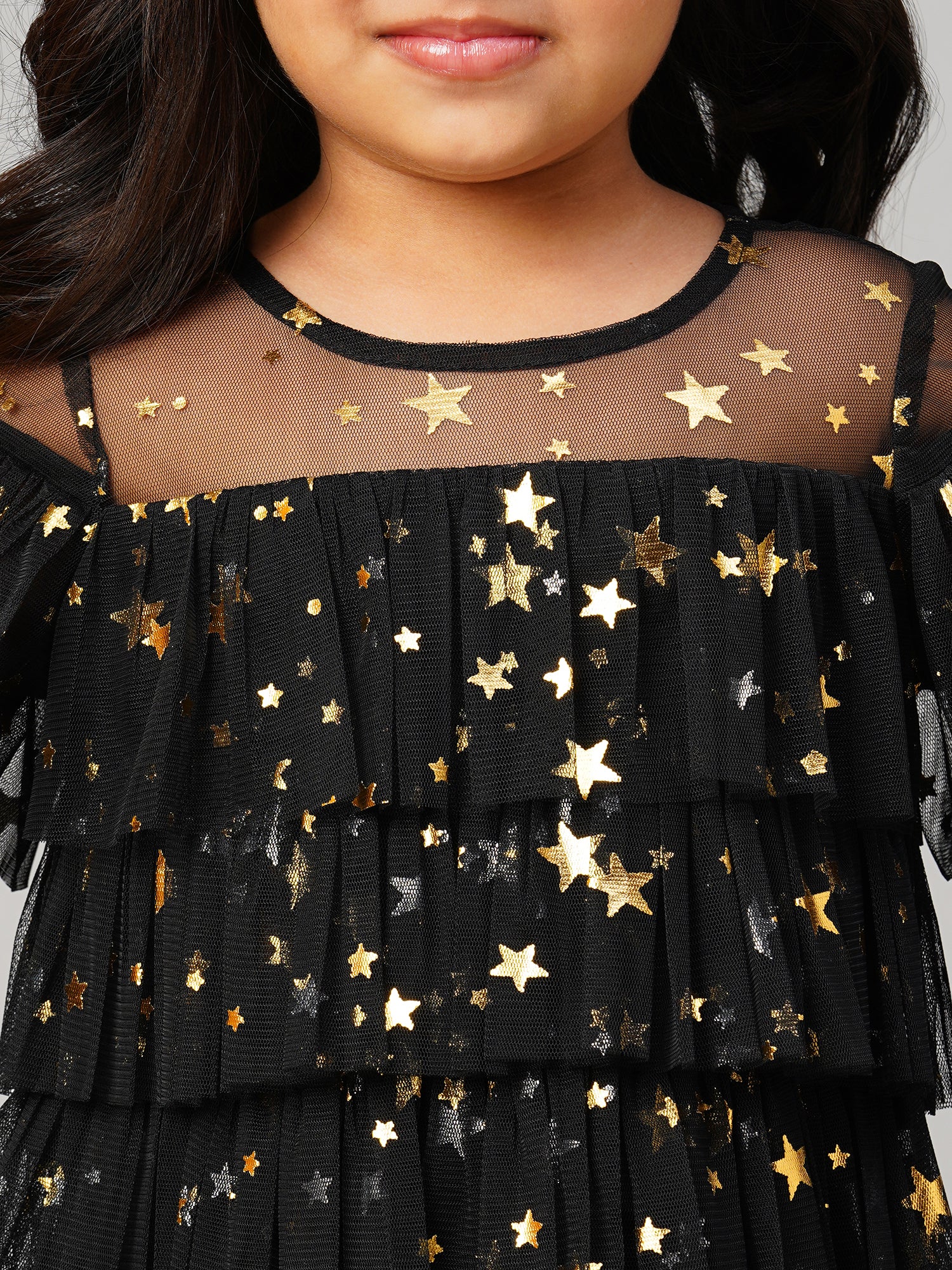 Glam Up Girls Shimmer Black Party Top