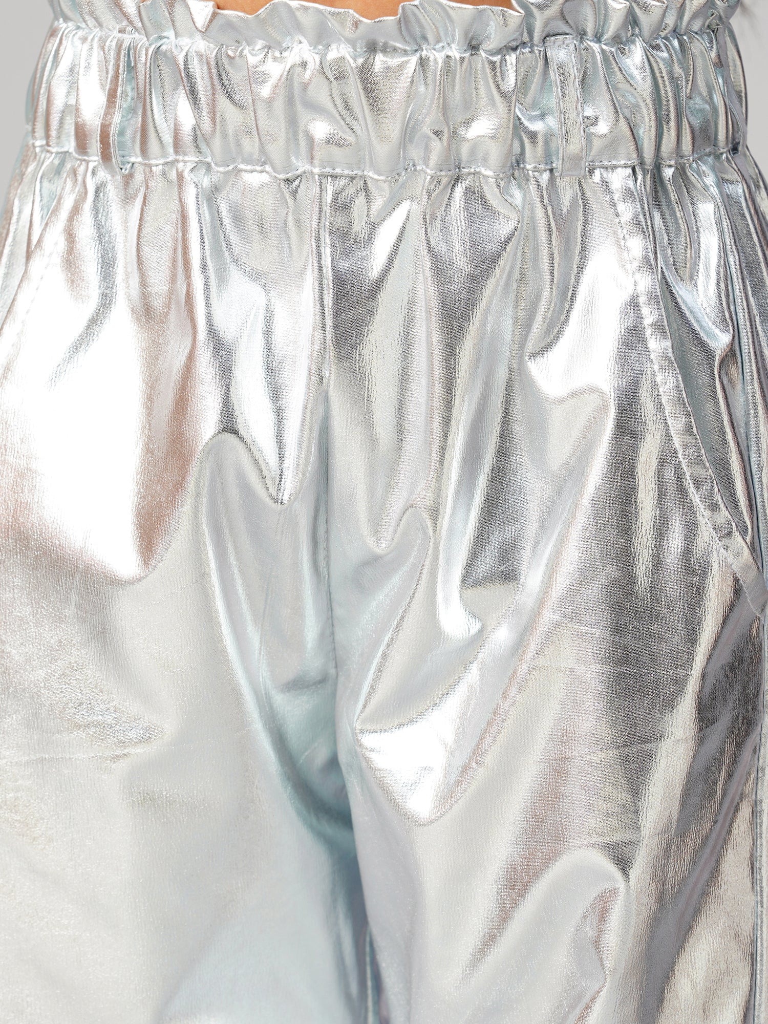 Glam Up Girls Shimmer Blue Party Top with Pant set for Girls