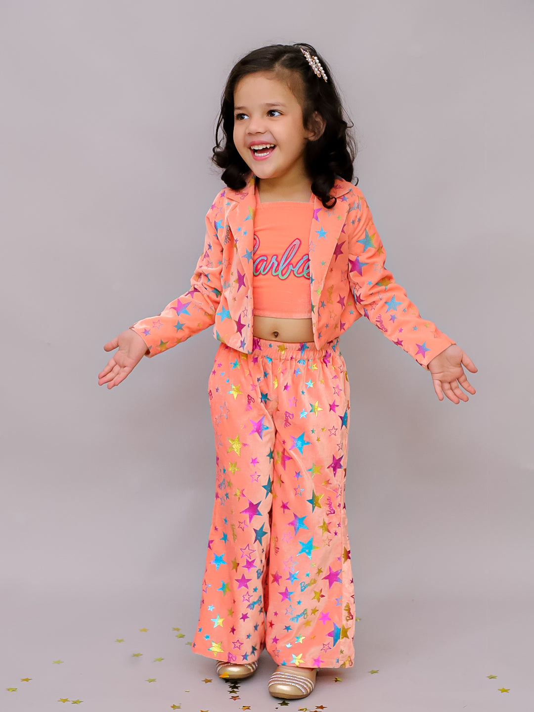 Girls Pink Barbie Jacket and Pant with Bustier