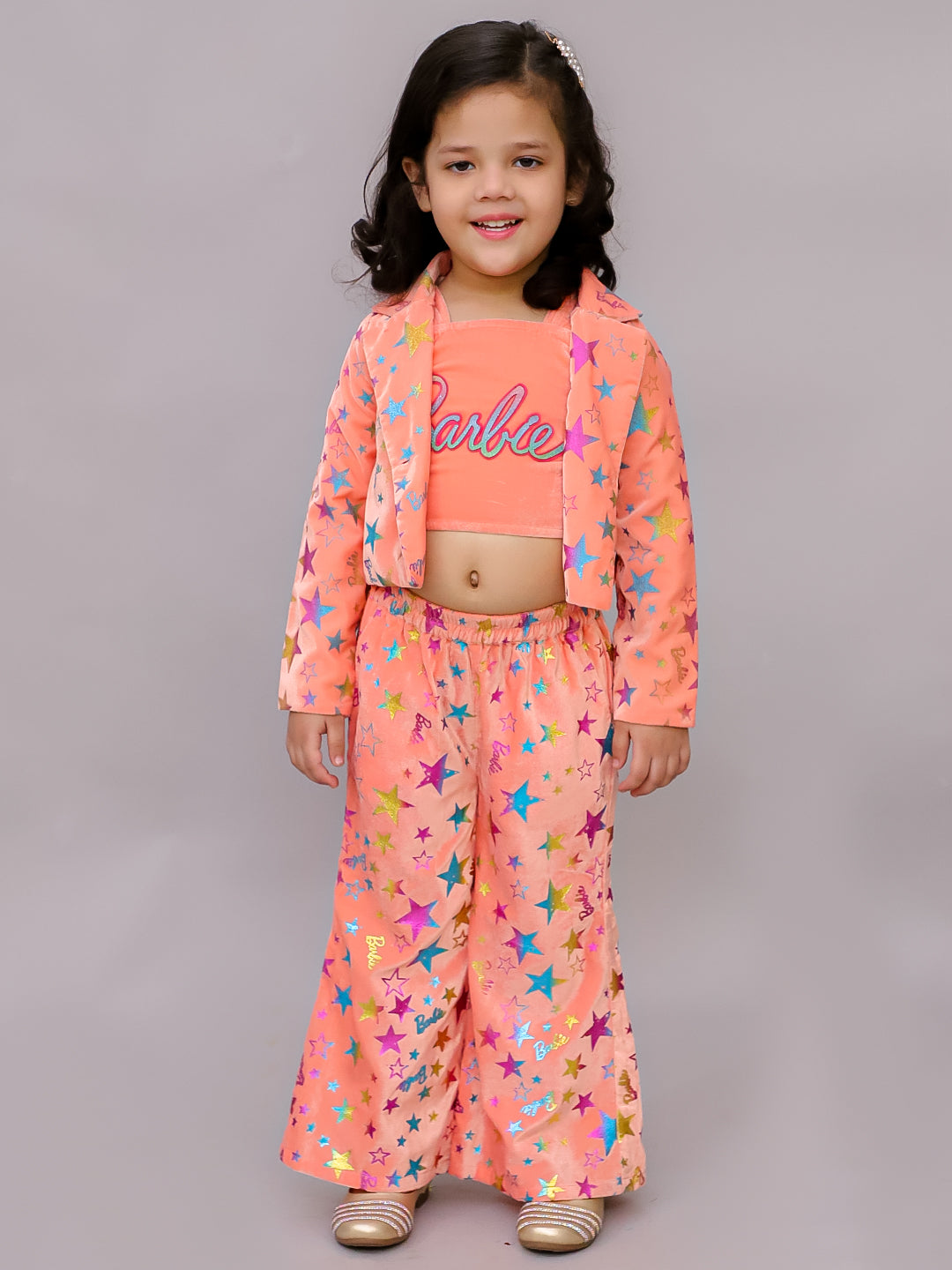 Girls Pink Barbie Jacket and Pant with Bustier
