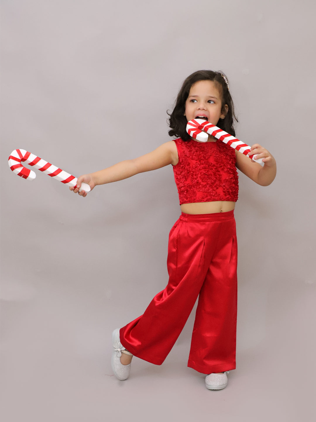 Party Red Top with Pant for Girls