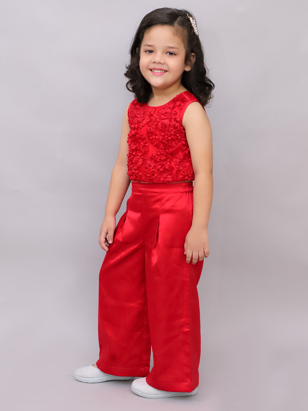 Party Red Top with Pant for Girls